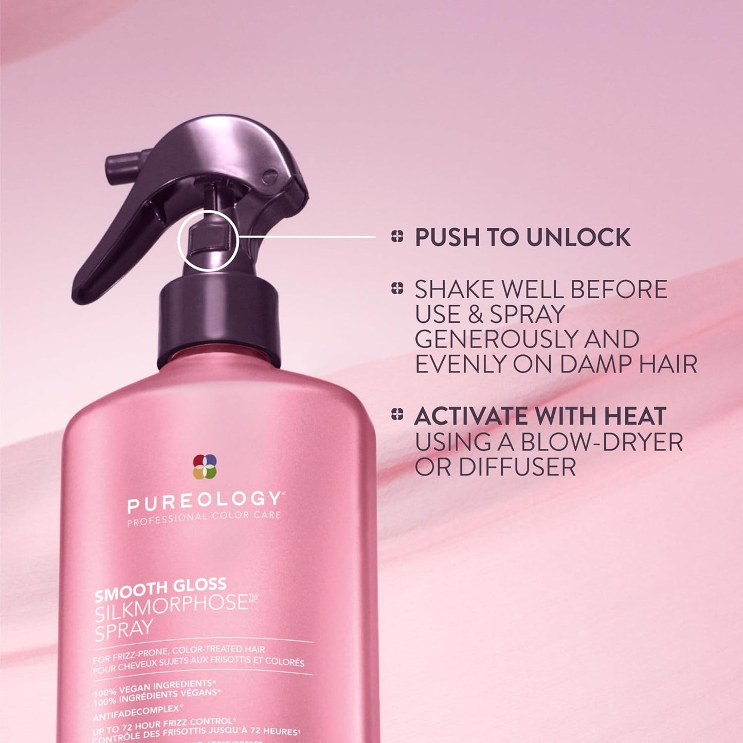 Pureology Smooth Gloss Silkmorphose Spray - Heat-Activated Frizz Control Treatment for Color-Treated Hair | Vegan, Adds Shine