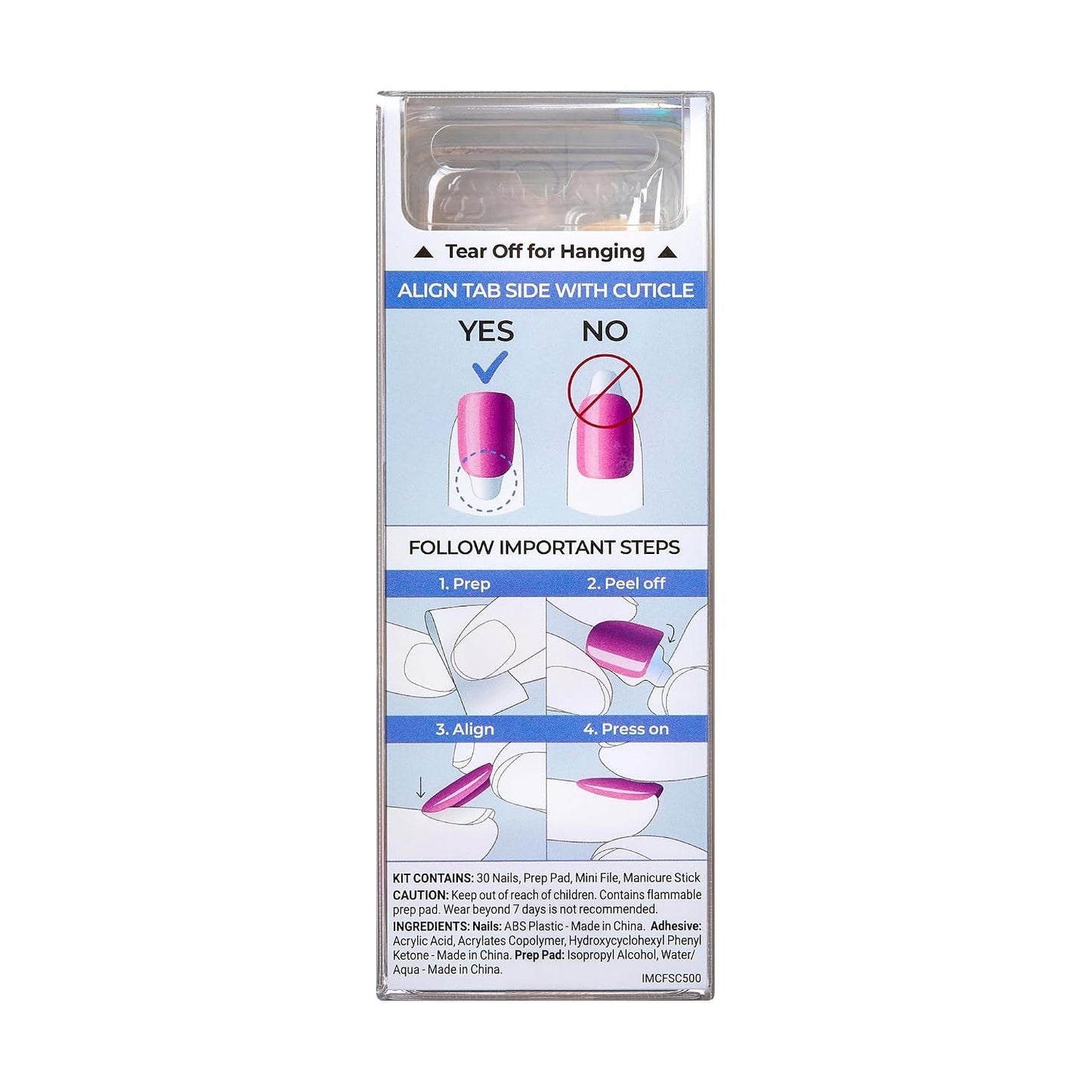Kiss ColorFX Press On Nails - Sour Love, 30 No Glue Peel & Stick Kit | Silver Short Oval Pearlescent Effect