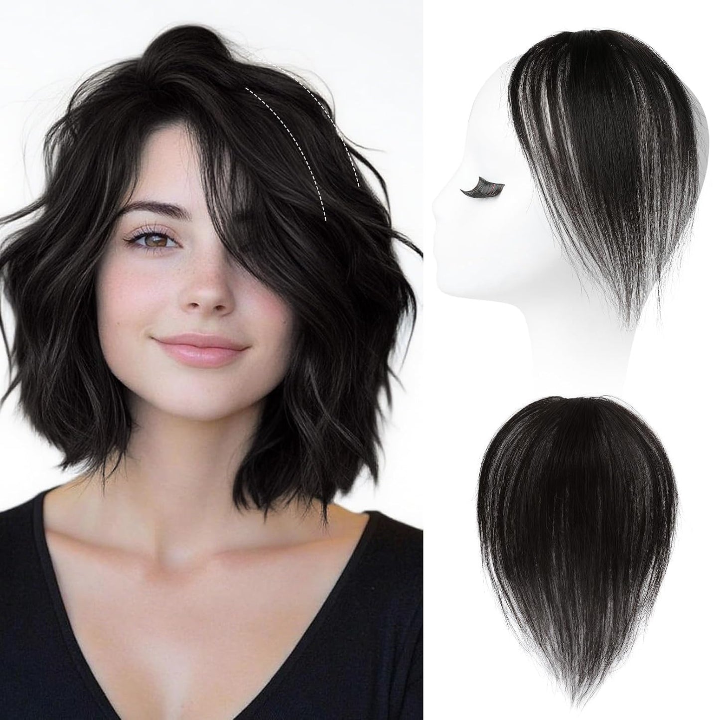 REECHO Clip-In Hair Volumizer | Short Thick Extensions for Fine Hair - Silver Grey, 8 Inch