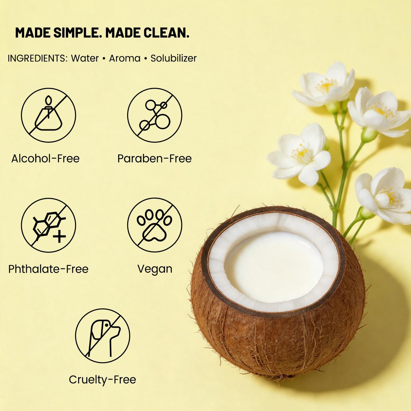 Seaboll Body & Hair Mist for Women & Girls | Alcohol-Free Coconut Vanilla Fragrance Perfume Mist | Soft Tropical Floral Beach Scent, Lightweight Vegan Water-Based Body Spray, Gift for Teens - 3 oz