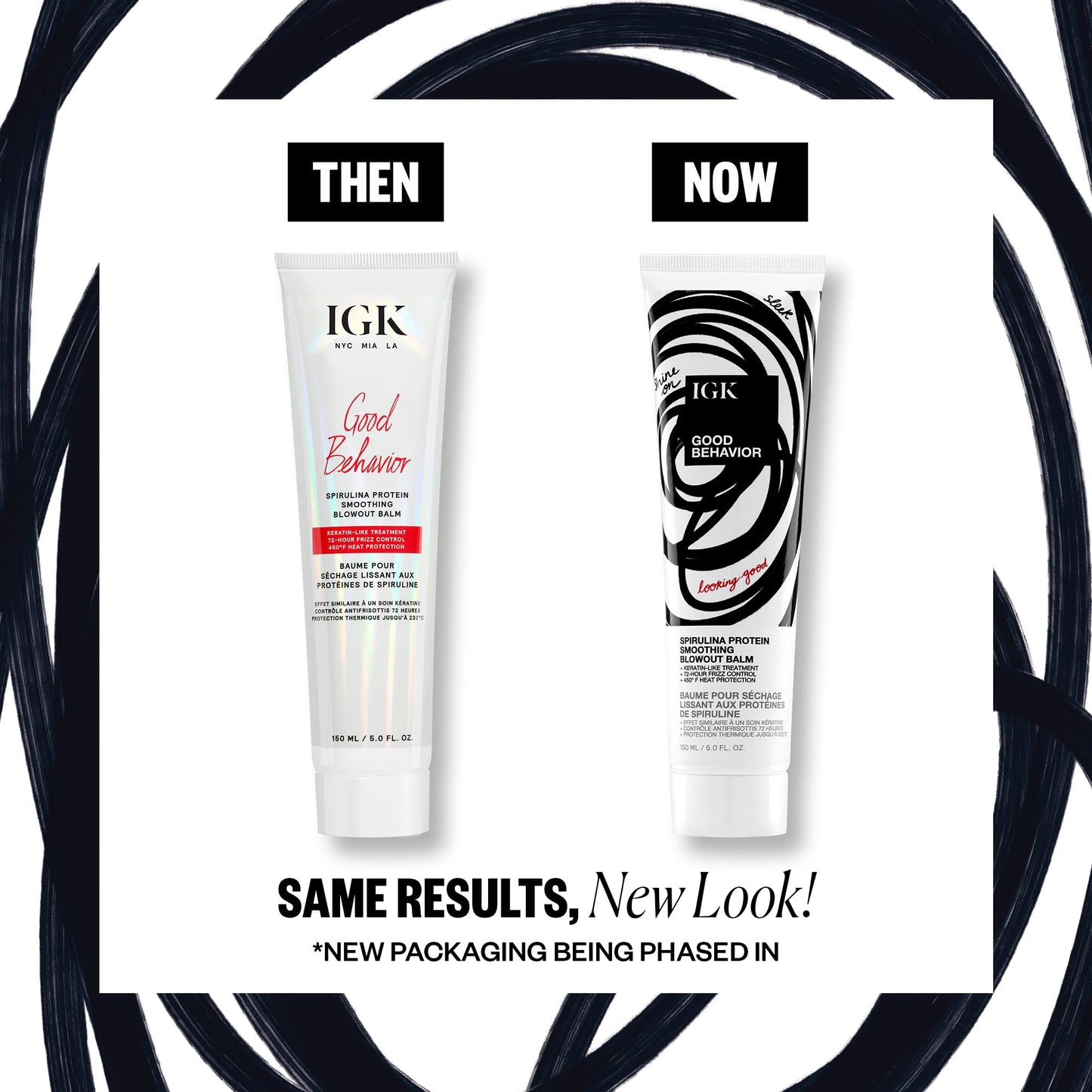 IGK GOOD BEHAVIOR Spirulina Protein Smoothing Blowout Balm | Anti-Frizz Heat Protectant + Smoothing Styling Cream | Helps Control Frizz and Smooth Hair for Sleek Blowouts | 5oz