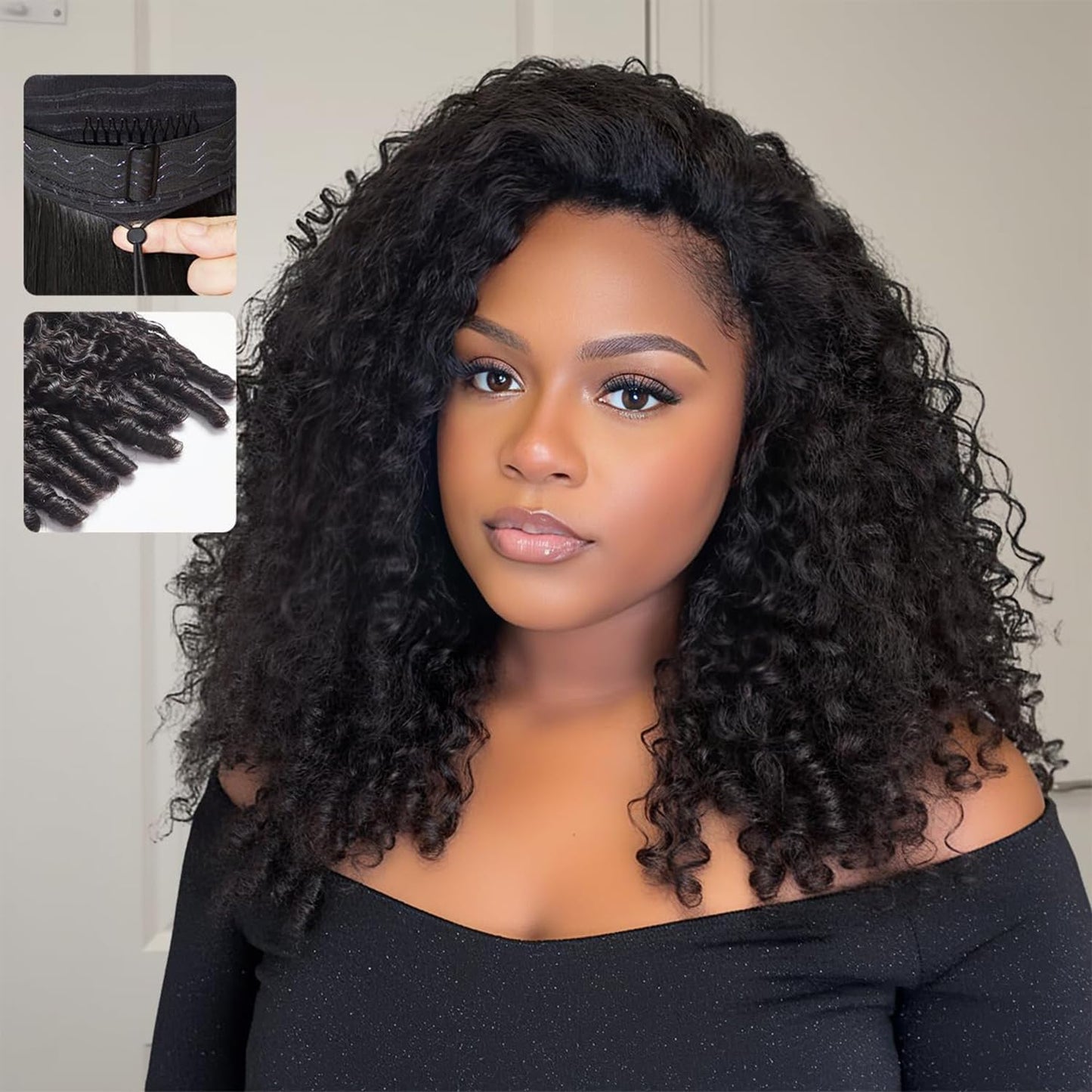 Burmese Curly Half Wig - 250% Density 100% Human Hair | Glueless 16 Inch for Black Women