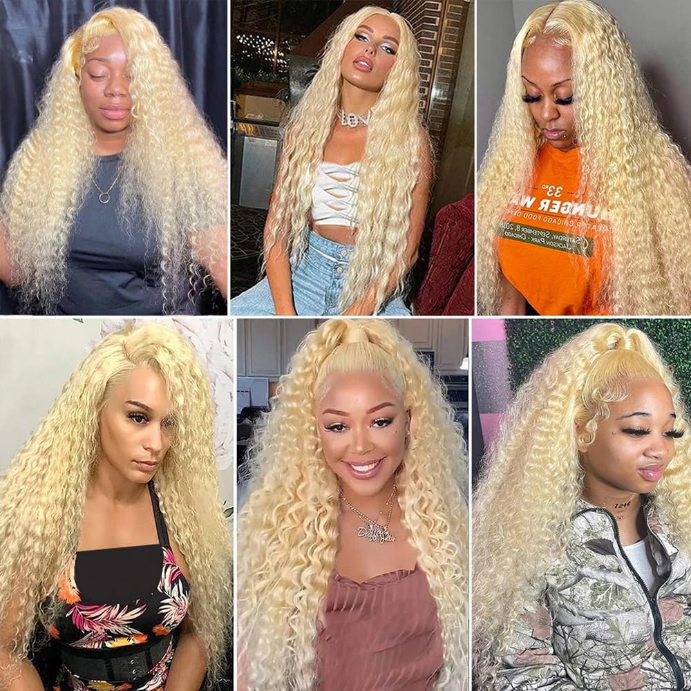 30 32 34 Inch Blonde Bundle 613 Water Wave Bundles Human Hair Unprocessed Virgin Hair 3 Bundles 613 Blonde Bundle Human Hair Extensions