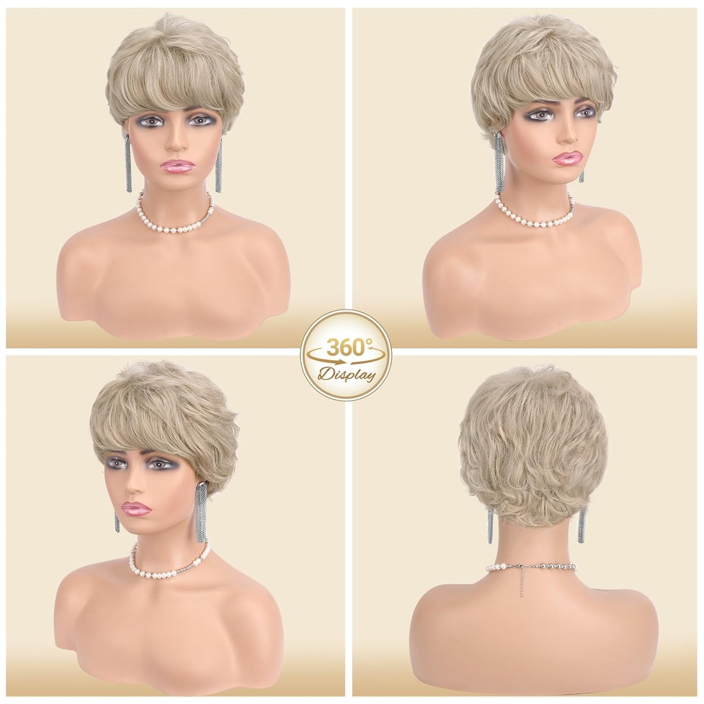 Blonde Pixie Wigs for Women - Short Layered Synthetic Heat-Resistant Hair Wig | Perfect for Daily Wear