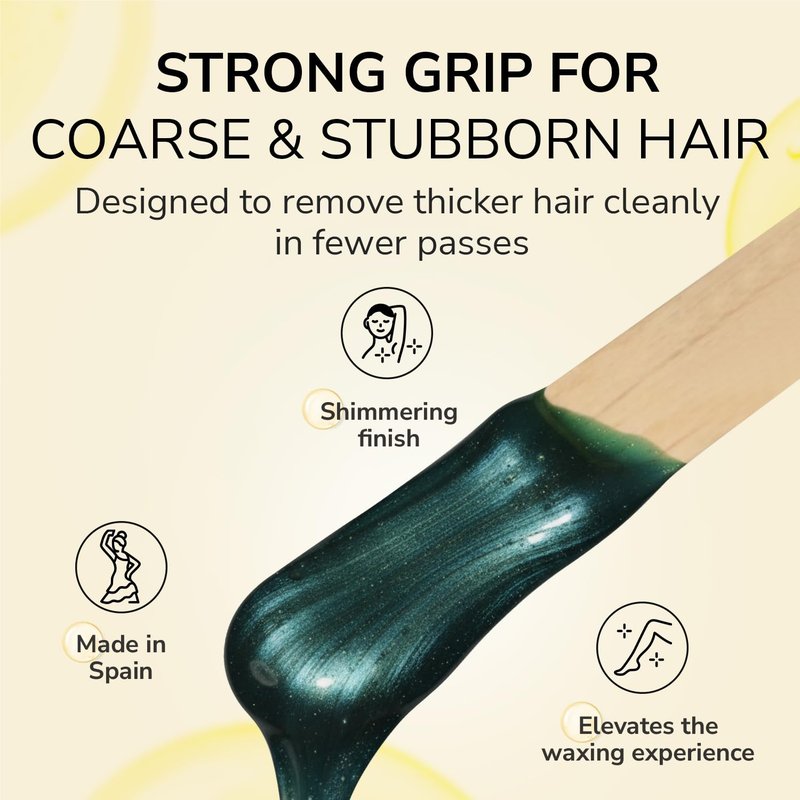 Dermwax Emerald Ocean Hard Wax Beads – Strong Grip Hard Wax for Coarse & Stubborn Hair – Flexible Low Temp Hair Removal Wax for Full Body Waxing – Professional Wax Beads for Sensitive Skin