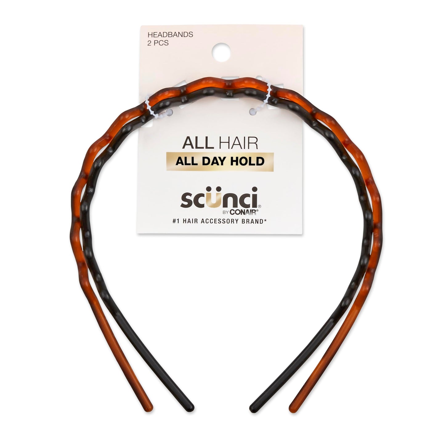 Scunci Effortless Beauty Headbands, 1-Inch Wide, 2-Count (1-Pack)