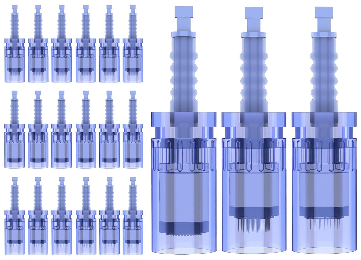 Microneedling Pen Cartridges - 21 Pcs Replacement Tips for Dr Pen A6 | 0.25mm, 7x36 Pin, 7x12 Pin, 7x Round Nano