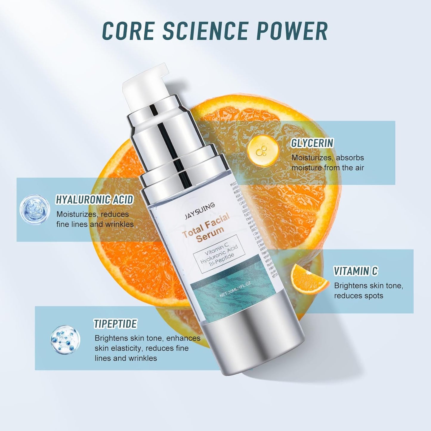 Vitamin C Serum for Face - Hyaluronic Acid & Peptides Anti-Aging Treatment | Dark Spot Corrector, 1 fl oz
