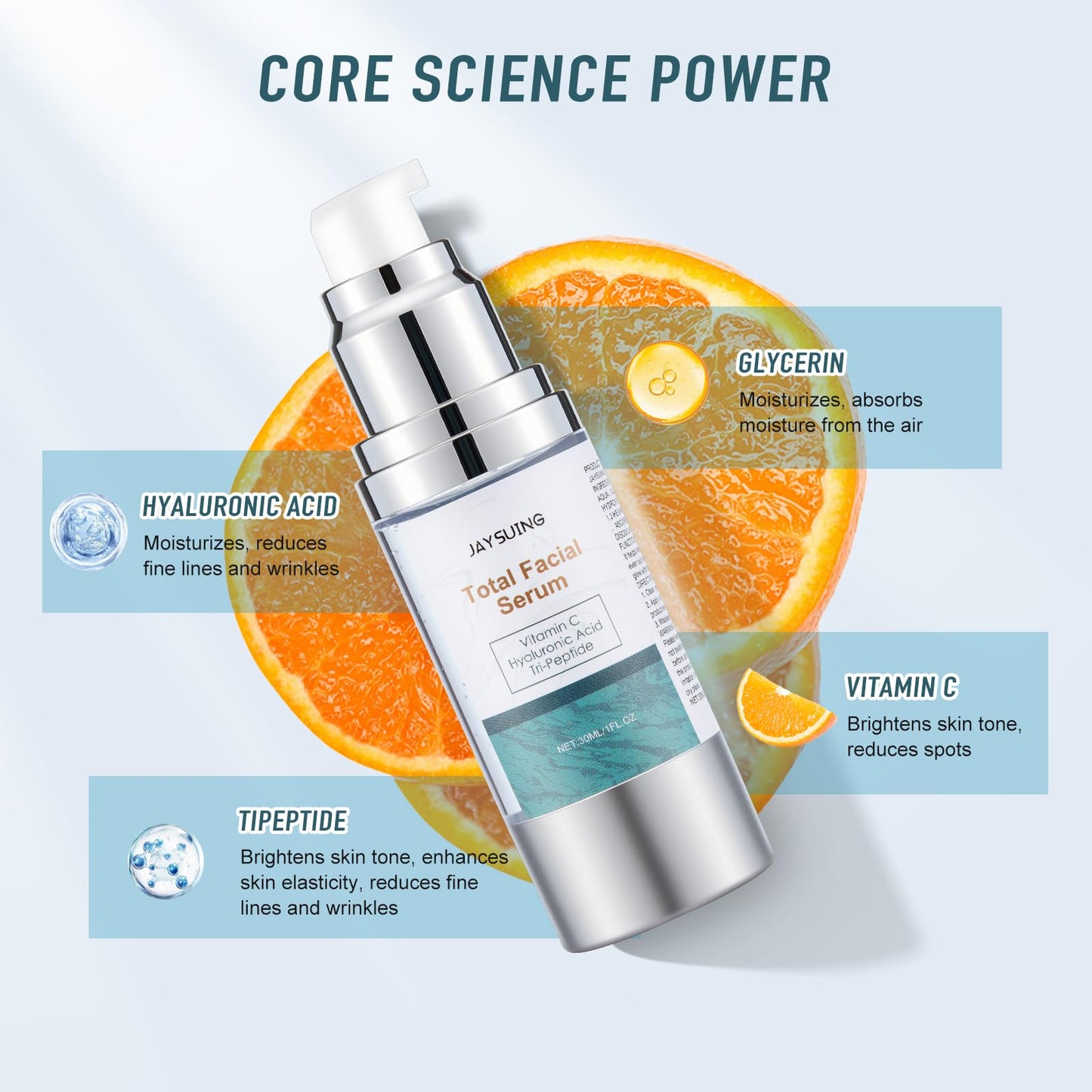 Vitamin C Serum for Face with Hyaluronic Acid & Peptides - Anti Aging Serum for Women & Men, Dark Spot Corrector for Firming, Hydrating Treatment to Reduce Wrinkles & Fine Lines, 1 fl oz