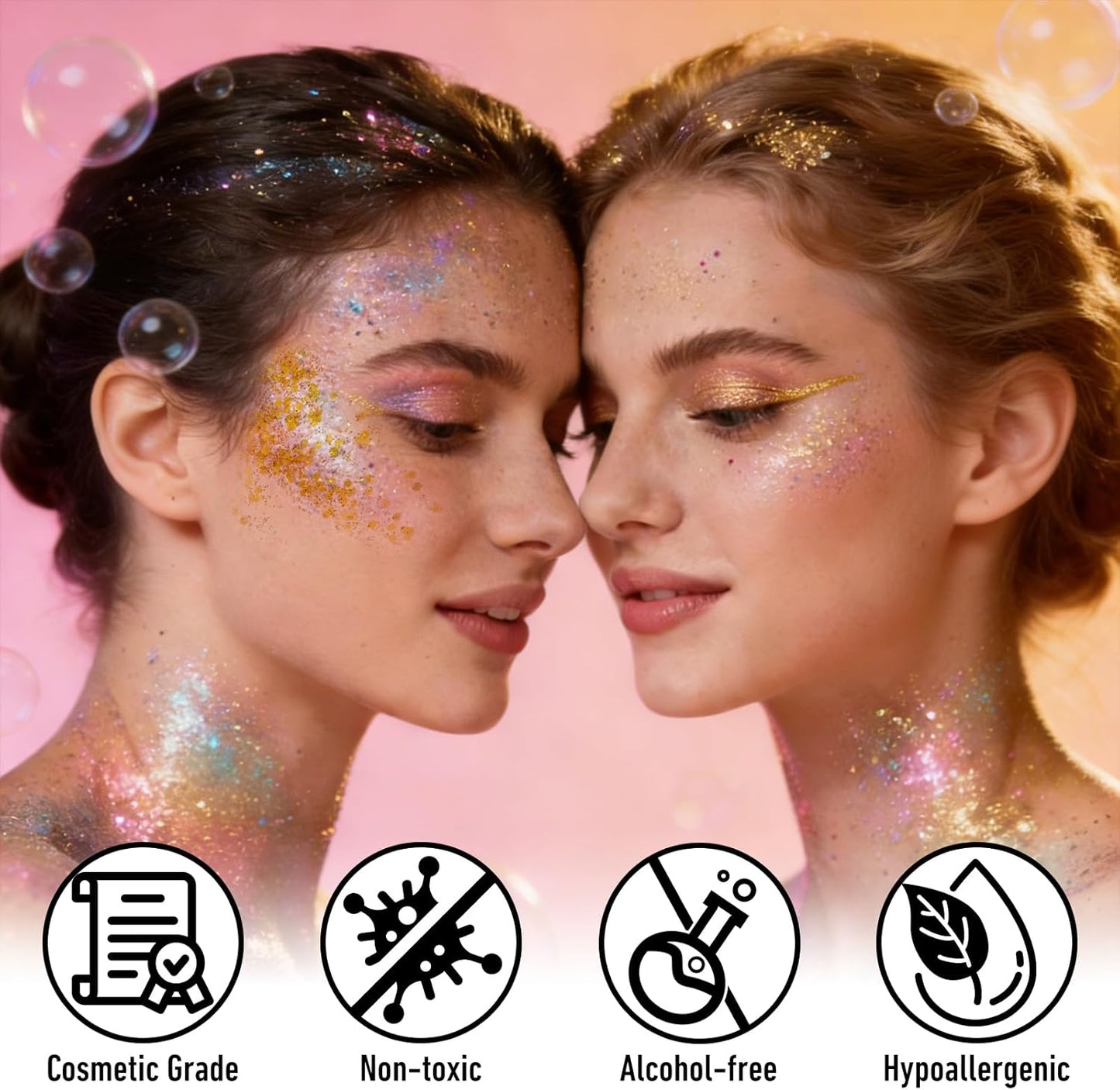 Pink Body Glitter Stick - Chunky Holographic Face Glitter for Rave & Festival Makeup | Perfect for Concerts & Carnival Outfits