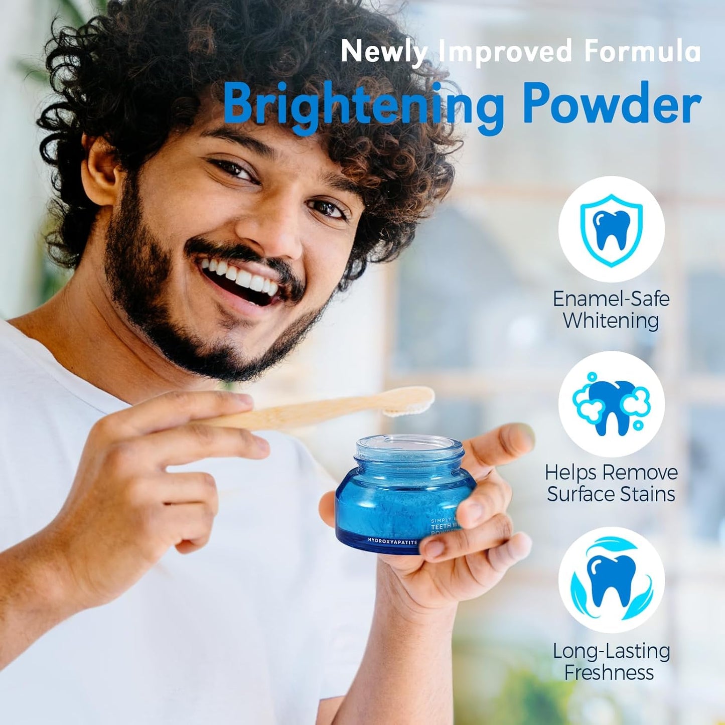 Teeth Whitening Powder - Enamel-Safe Hydroxyapatite Formula - Gentle, No Sensitivity - 15g for Long-Lasting Freshness