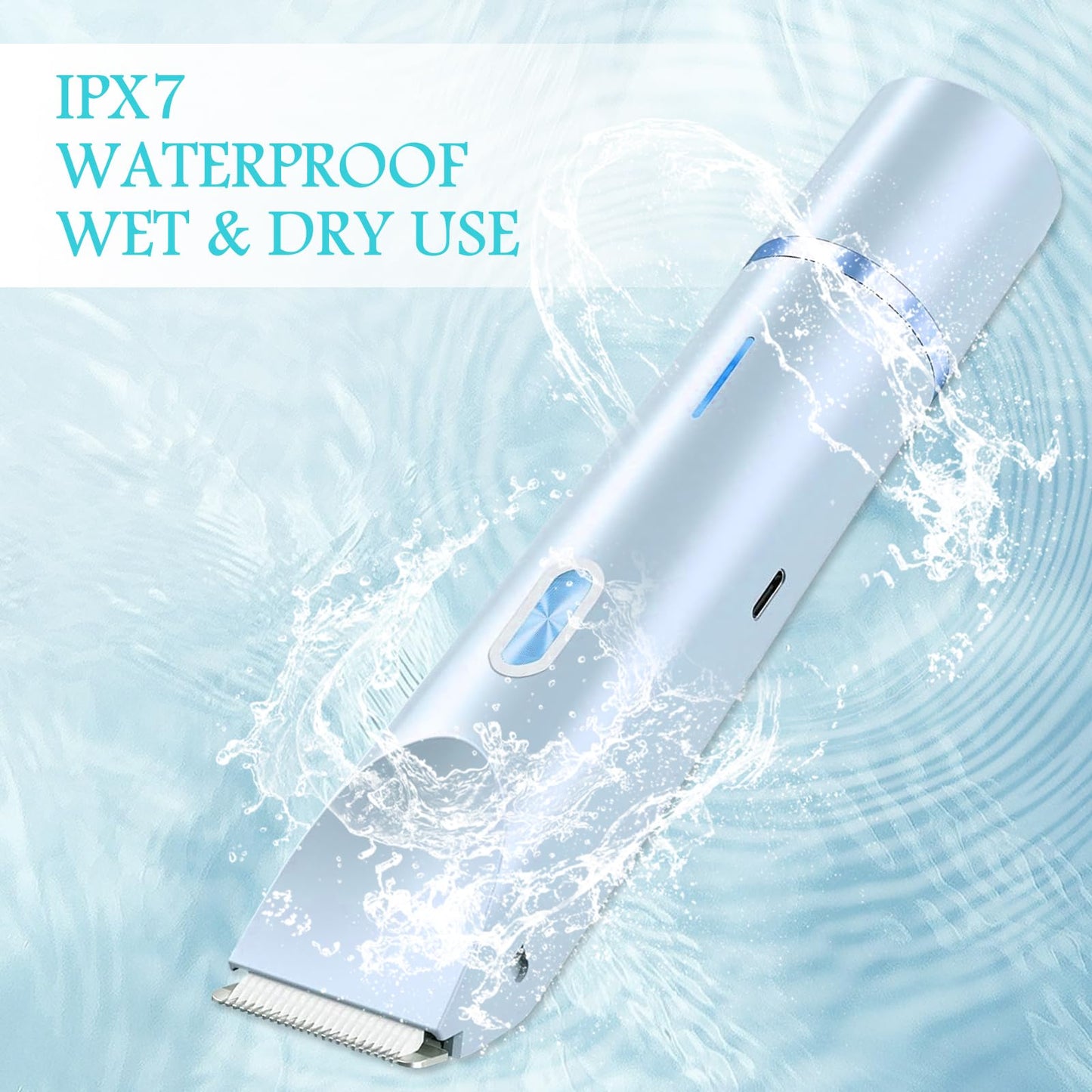 Bikini Trimmer for Women, 2 in 1 Electric Razors for Women, Rechargeable Cordless & Painless Hair Removal, Ultra Low Silent, Easy Cleaning, IPX7 Waterproof Bikini Shaver for Sensitive Skin (Blue)