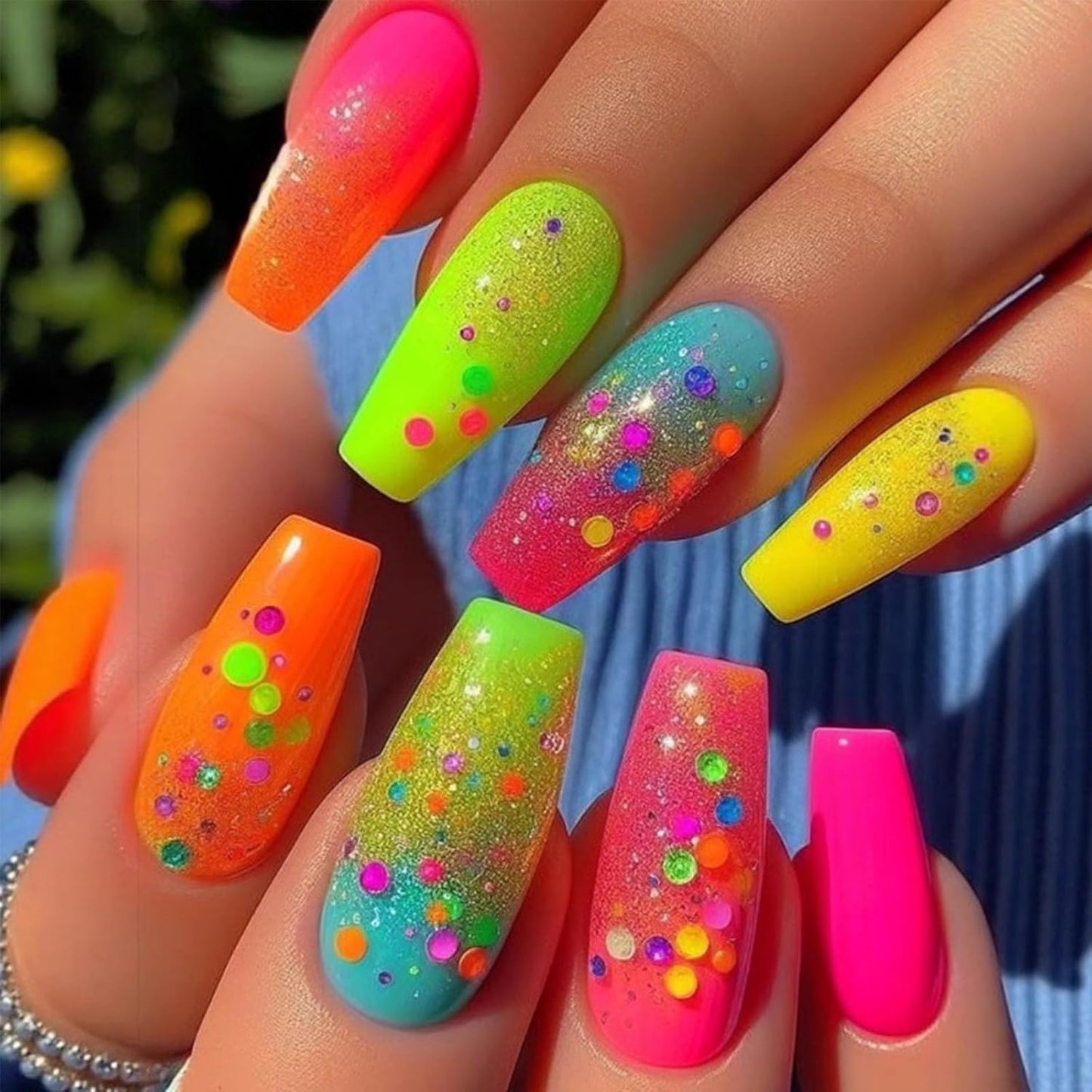 Colorful Polka Dot Press-On Nails - Short Square Acrylic Fake Nails | Glossy Full Cover, 24 Pcs