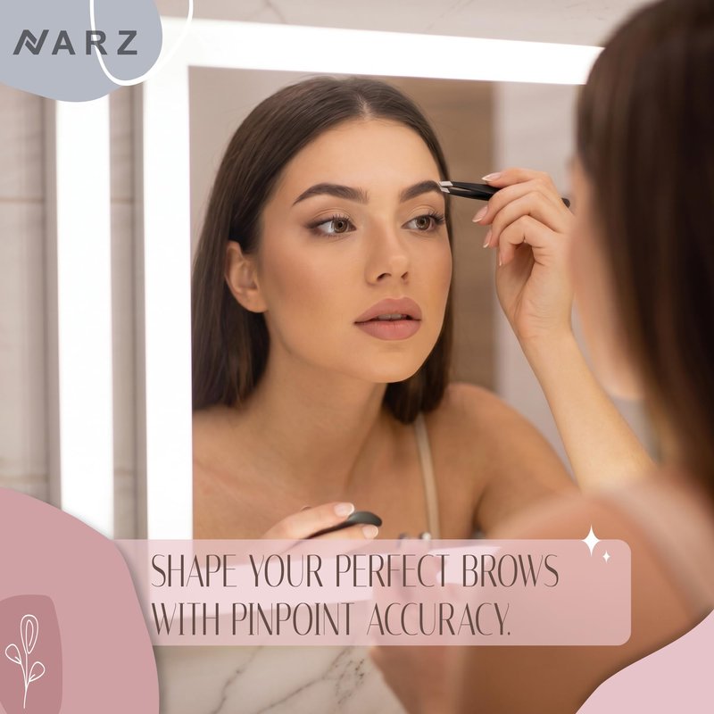 NARZ 4Pcs Professional Tweezers for Women Facial Hair Stainless Steel Precision Tweezers for Ingrown Hair Eyebrow Tweezer for Men & Women (Black Set)