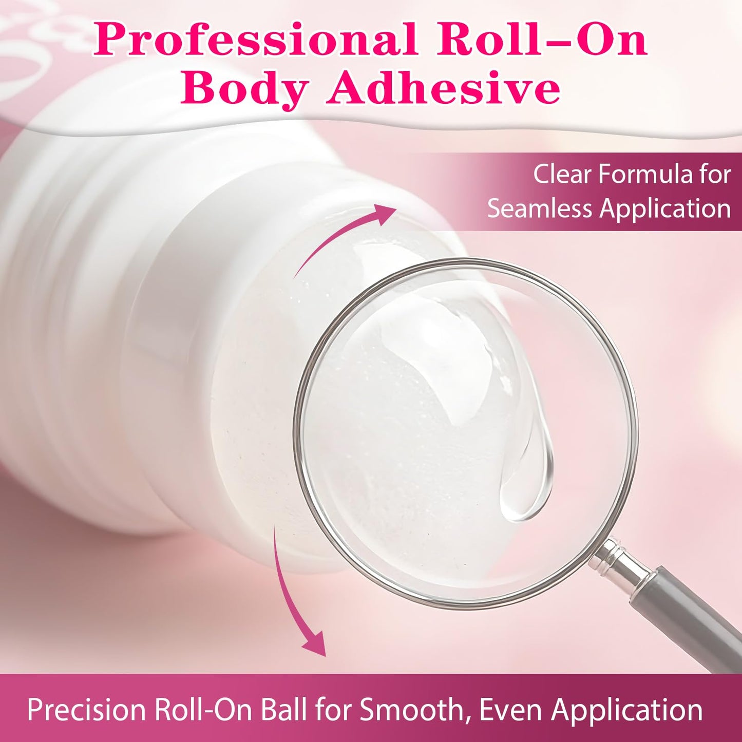 Body Glue for Clothes & Skin 2.54 Oz, Strong Body Adhesive Roll-On, Sweat Resistant & Water Washable, Professional Fashion Glue for Dancers, Butt Glue for Leotards, Wigs, Socks, Bras & Cosplay (75ml)
