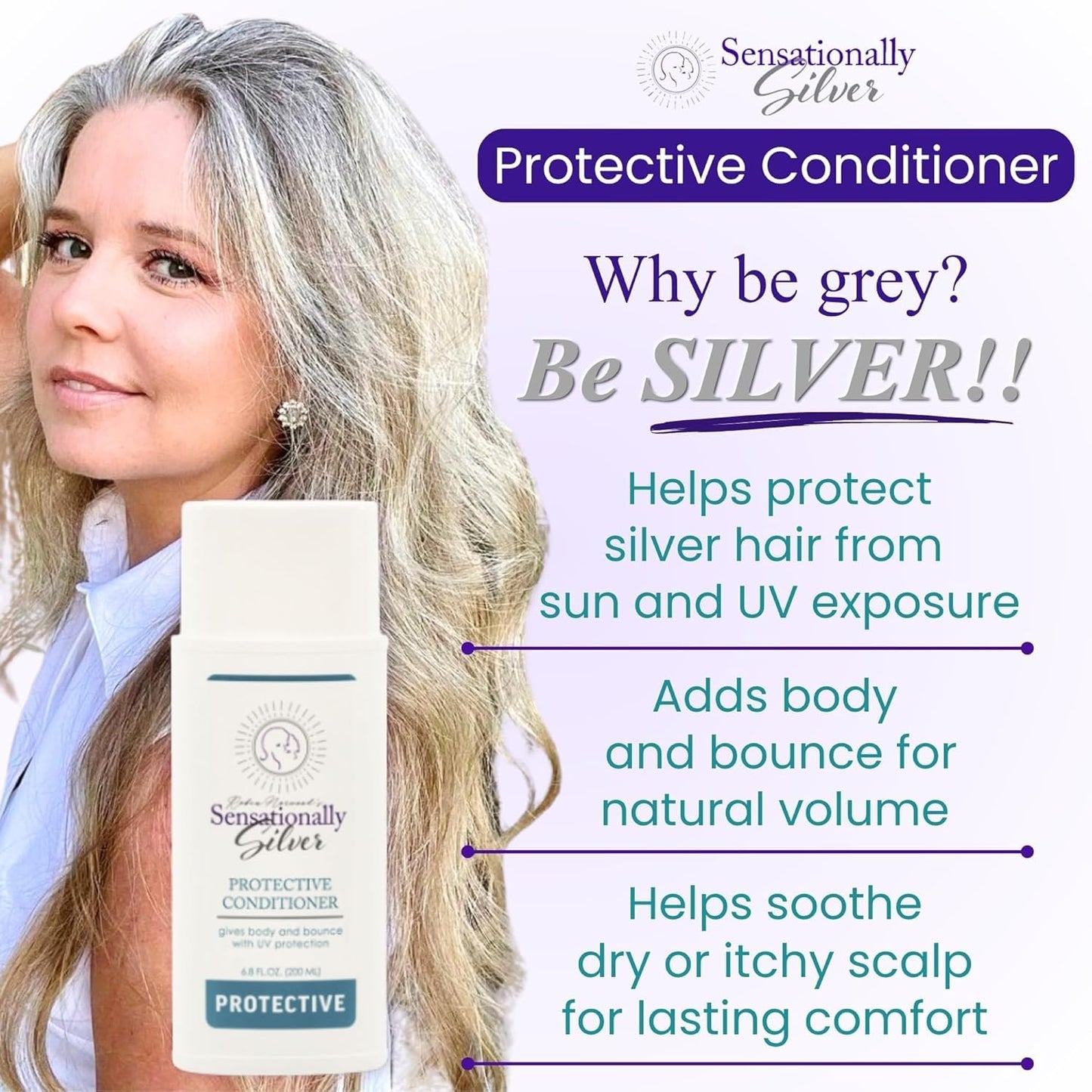 Silver Hair Care Gift Set - 3-Piece Premium Trio for Gray, Silver & White Hair | Toning Shampoo, Balancing Shampoo & Conditioner | Elegant Gift Box