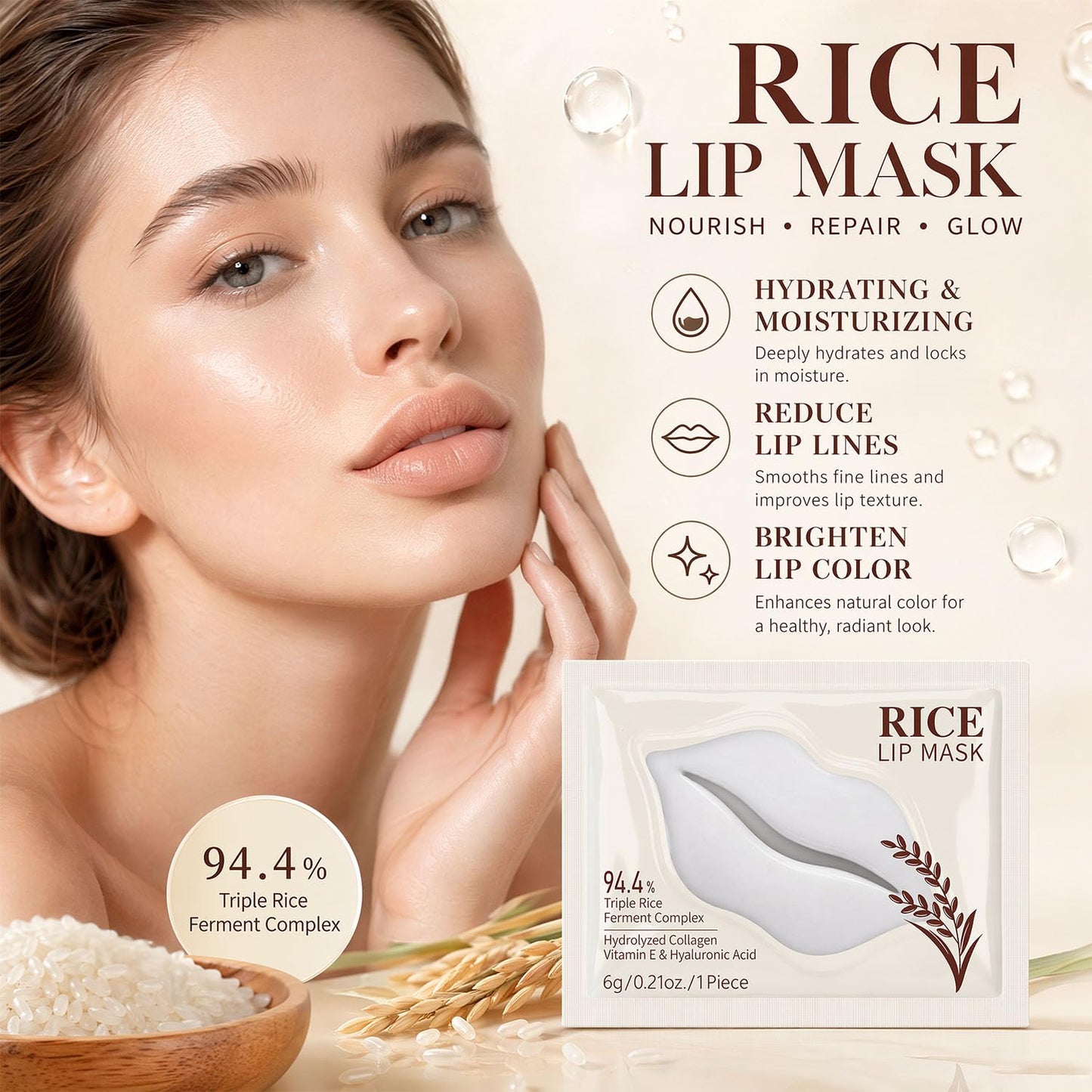 30 Pairs Lip Mask & Eye Mask & Face Mask, Lip Mask Patches, Eye Patches for Puffy Eyes and Dark Circles, Face Masks Bulk with Hyaluronic Acid, Party Favors Adults, Bulk Gifts, Bridesmaids Gifts