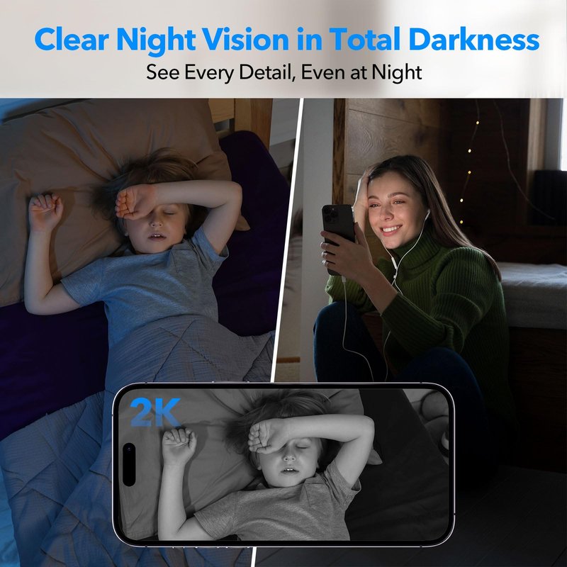 OZHGQ 2K Cameras for Home Security Dual-Band 5G/2.4GHz WiFi Indoor Camera Baby Monitor & Pet Camera for Dog Cat Elder AI Motion Detect 2-Way Audio Night Vision 24/7 Local Recording SD Cloud Storage