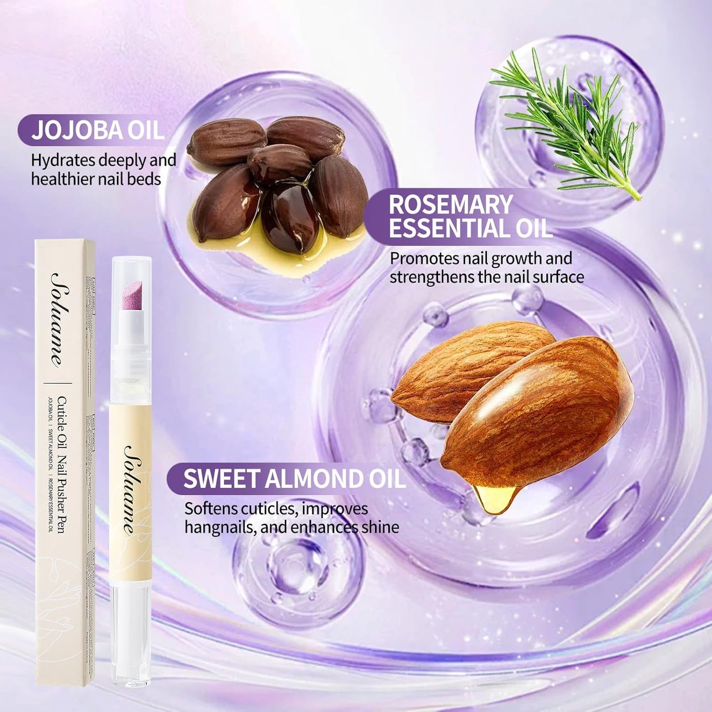 Ceramic Cuticle Oil Pusher Pen - Dual-Action Nail Nourishing Oil | Exfoliates & Moisturizes Hangnails, 2ml
