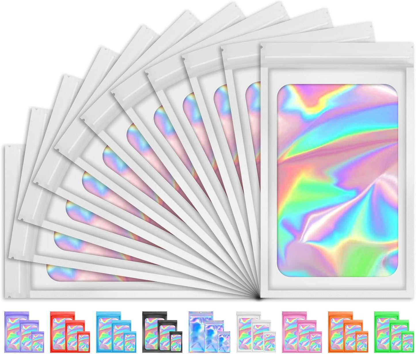 Holographic Smell Proof Bags - 100 PCS Resealable Mylar Gift Bags for Food & Jewelry | 3x5 Inch