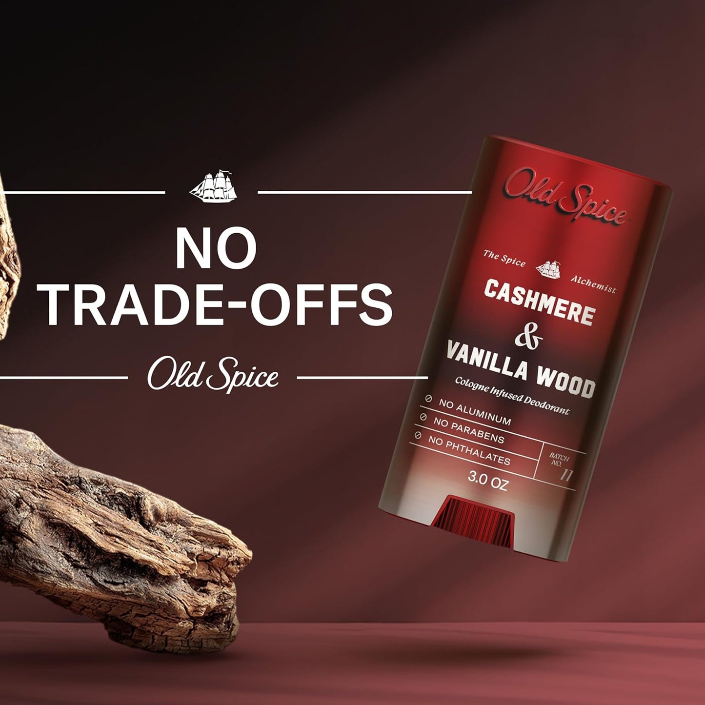 Old Spice Aluminum-Free Deodorant for Men | Cashmere & Vanilla Wood Scent, 3 oz - 24/7 Cologne Infused Formula