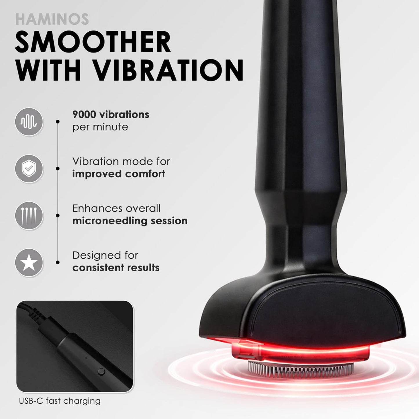 Derma Stamp 0.25 mm for Scalp & Skin | 4-in-1 Microneedling Tool with Red Light Therapy & Vibration