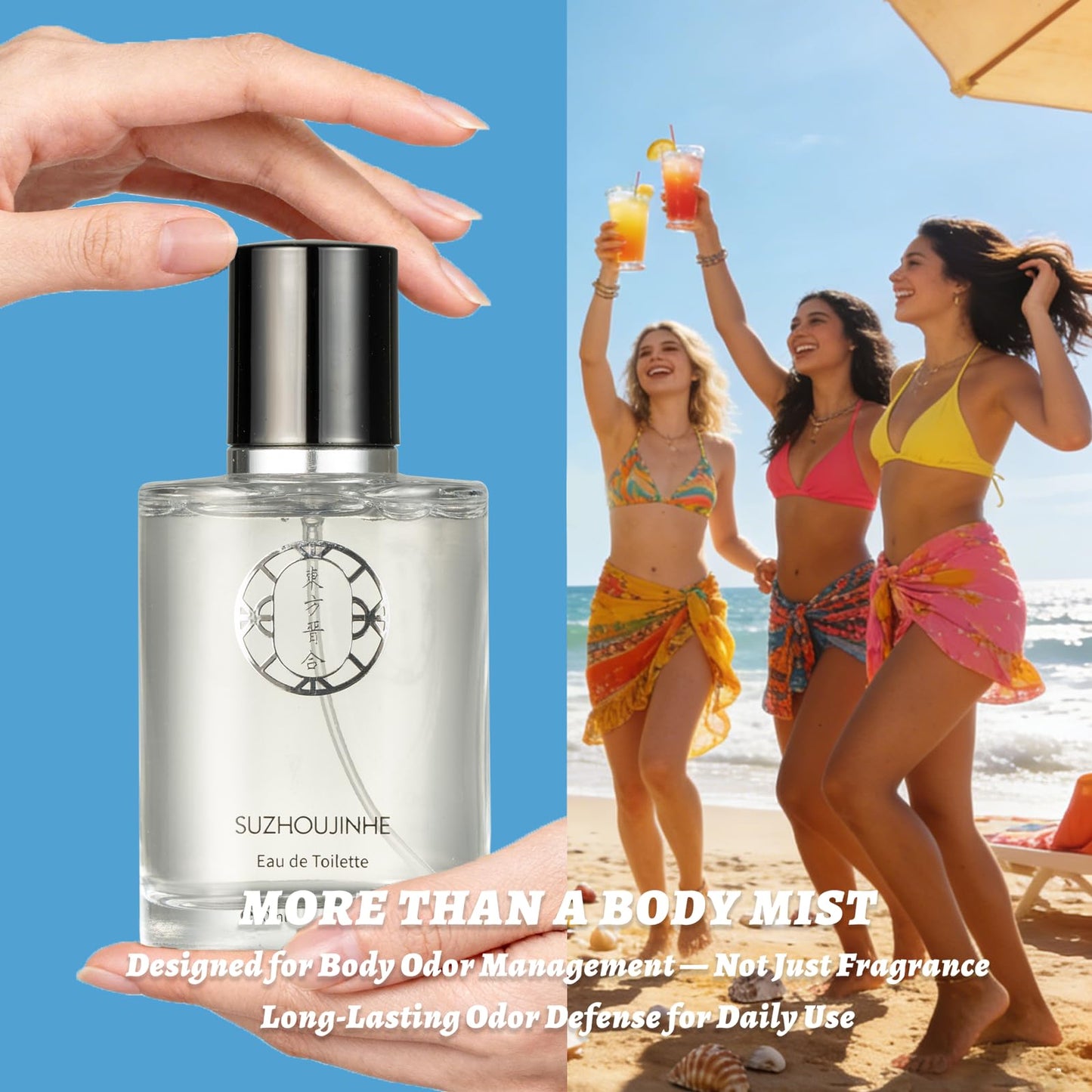 SUZHOUJINHE Enzyme Odor Control Body Mist for Men & Women Long-Lasting Underarm Hair & Body Spray Aluminum-Free Alcohol-Free Fresh Scent 1.1fl oz Travel Size for Gym Bag