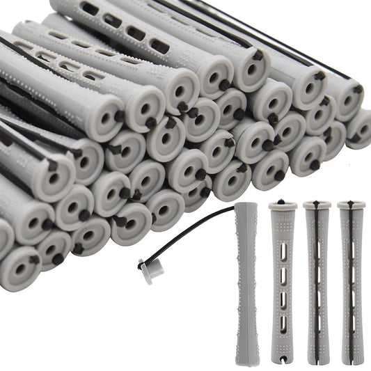 40PCS Perm Rods - Heatless Non-Slip Hair Rollers for Short & Long Hair | 0.59 Inch Grey DIY Hairdressing Tools