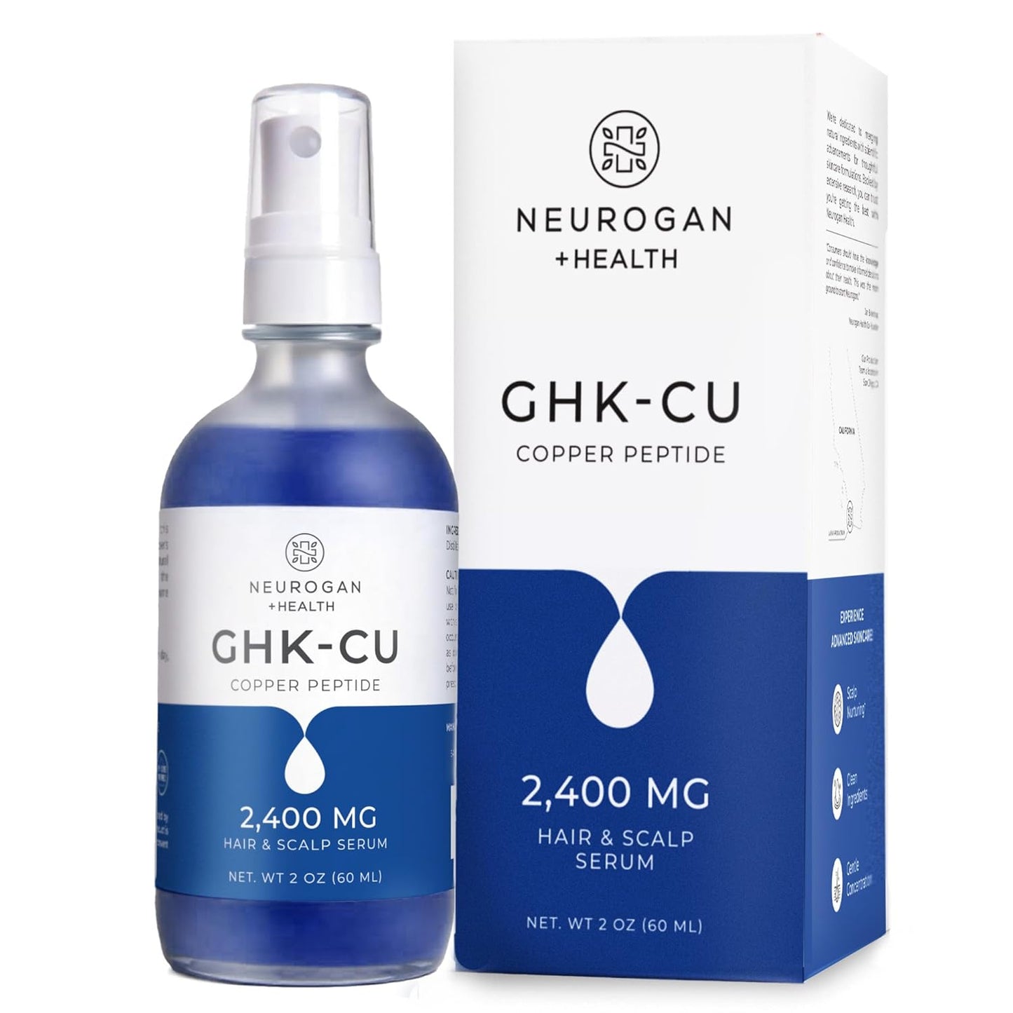 Neurogan GHK-Cu Copper Peptide Hair Serum - 2400mg, 4% Copper Peptides | Fast-Absorbing Moisturizer for Softness & Shine