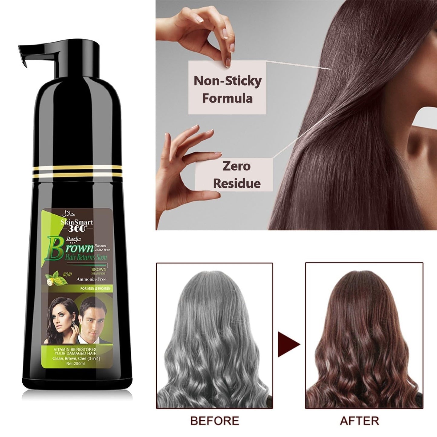 SkinSmart 360® No-Stain Hair Dye Shampoo, 200 mL