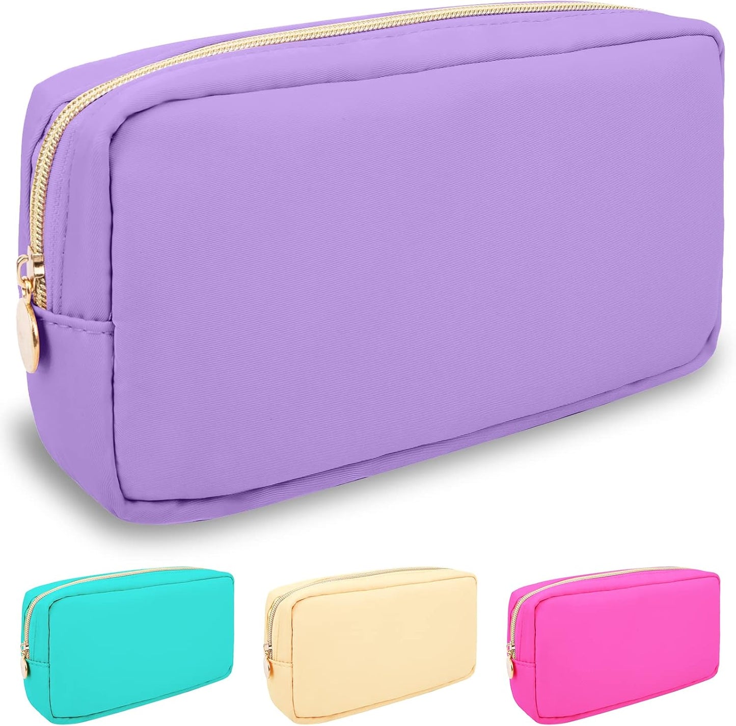 Floral Makeup Bag - Cute Pink Nylon Zipper Pouch for Travel | Waterproof Cosmetic Organizer for Women