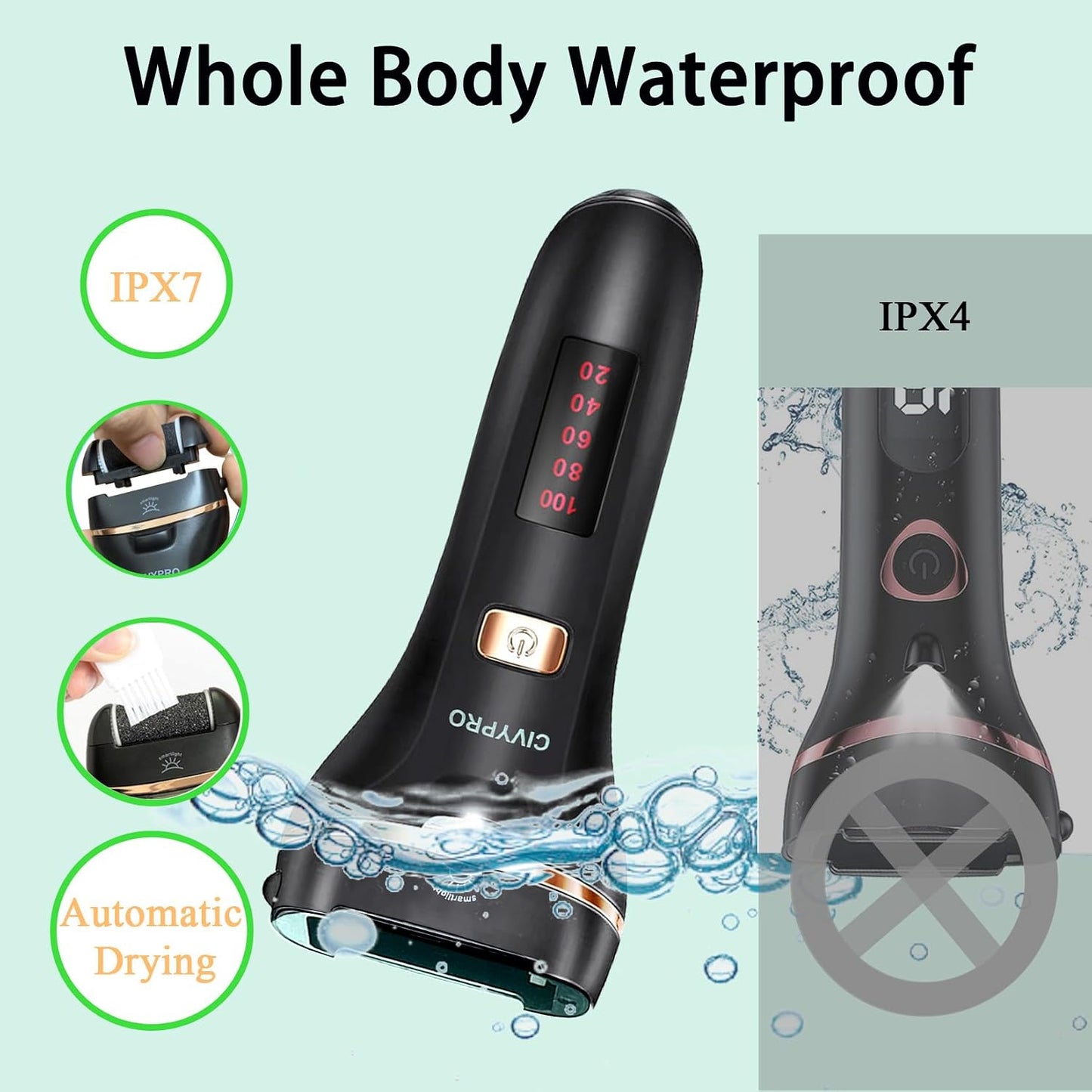 Electric Foot Callus Remover - Rechargeable Waterproof Pedicure Tool | Professional Foot Care Kit (Black)