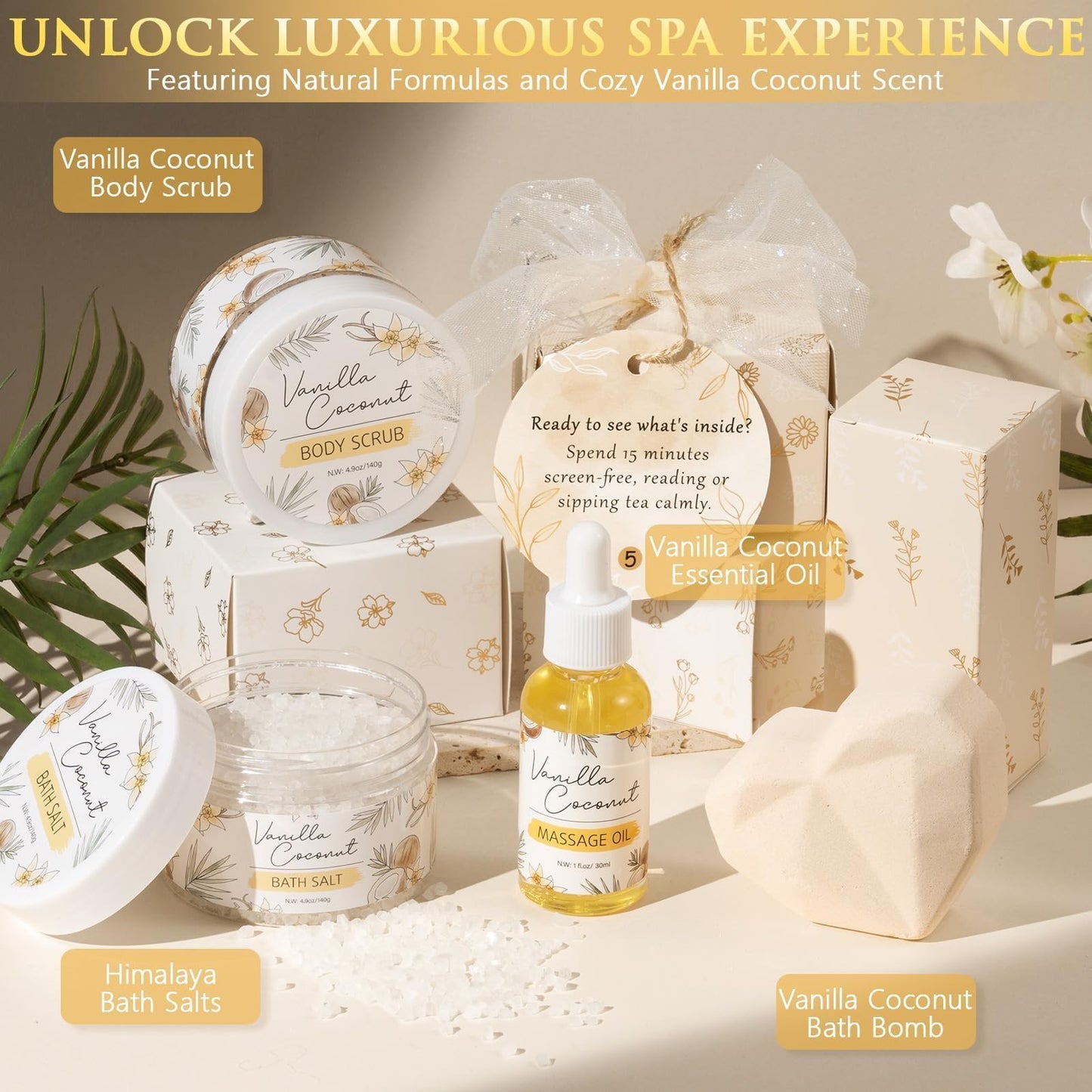 Qinline SPA Gifts for Women & Teen Girl – 10 PCS Graduation Birthday Gift Basket, Luxury Self Care Home Bath Set for Relaxing, Get Well Soon Care Package & Pampering Gifts for Her Friend Daughter Mom
