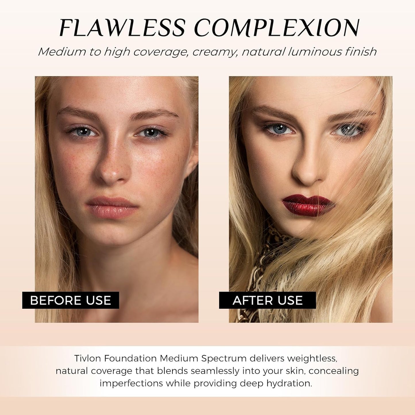 Foundation 4 in 1 - Medium Spectrum SPF 50+ | Hydrating, Anti-Aging, Waterproof Makeup Liquid (30ml)