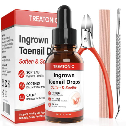 Ingrown Toenail Treatment Kit - Nail Softening Drops & Precision Clippers for Thick Curved Nails | Home Use Tool