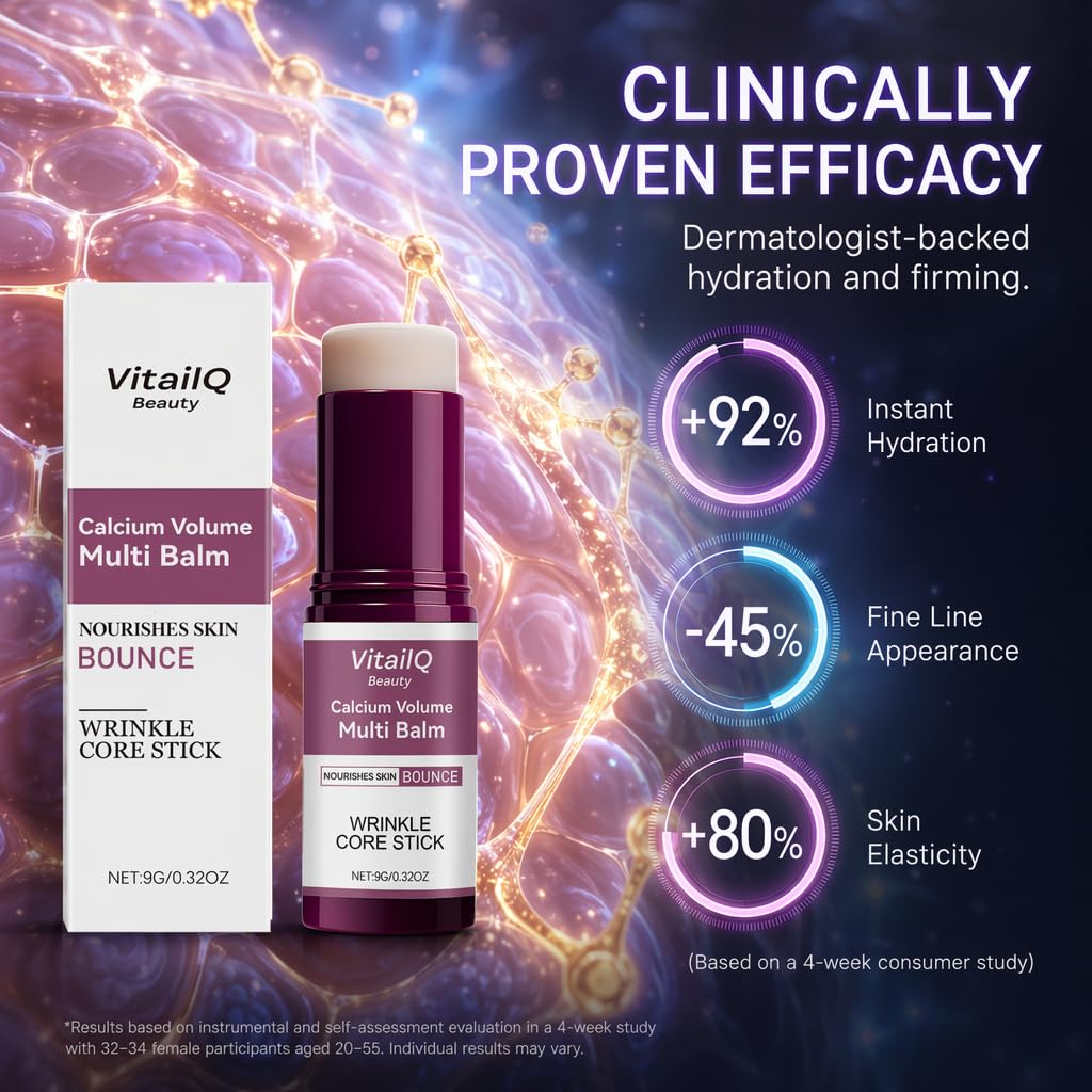 VitailQ Anti-Wrinkle Calcium Balm - Hydrating Face Moisturizer for Eyes, Neck & Face