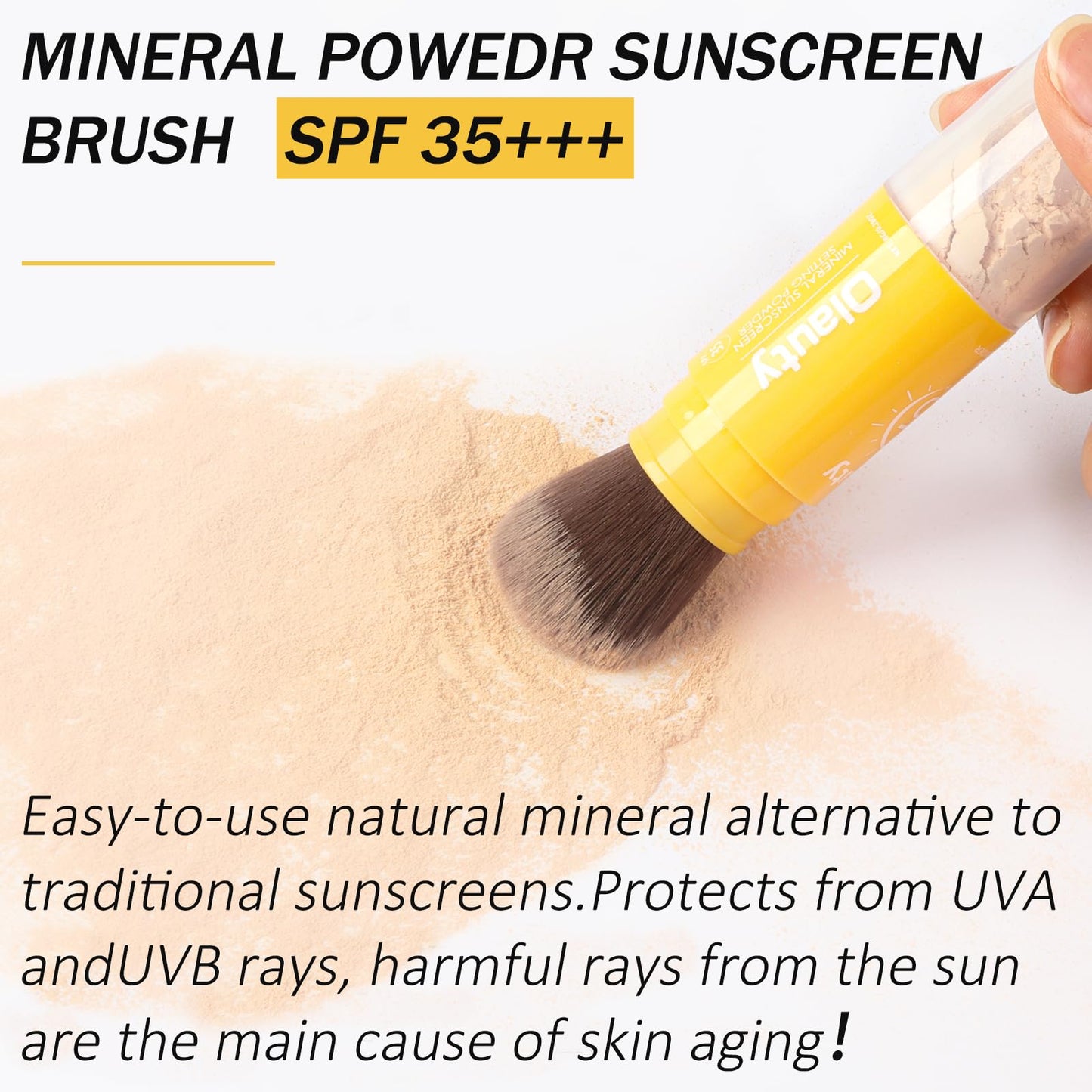 Mineral Powder Sunscreen for Face Scalp & Hair, SPF 35,Brush on Sunscreen Setting Powder,Oil Control Face Sunblock,Natural Matte Finish Beach Essentials,Long Lasting Lightweight Breathable (Medium)