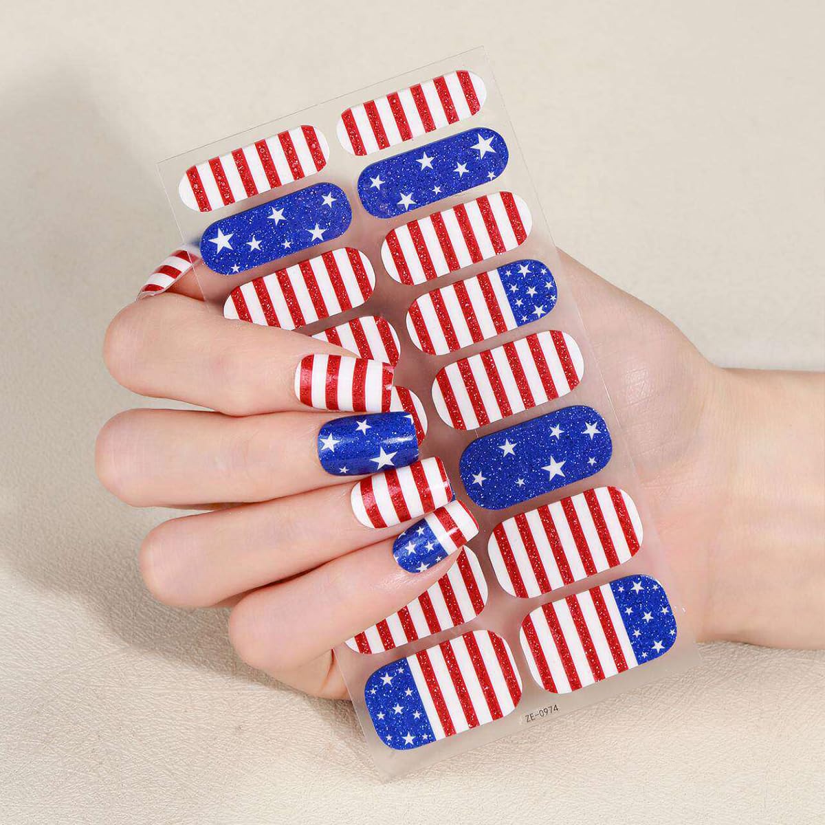 4 Sheets 4th of July Gel Nail Strips American Flag Gel Nail Strips Polish Wraps Supplies Self Adhesive Independence Day Gel Nails Sticker Full Nail Wraps Patriotic USA Designs for Women Manicure Tips