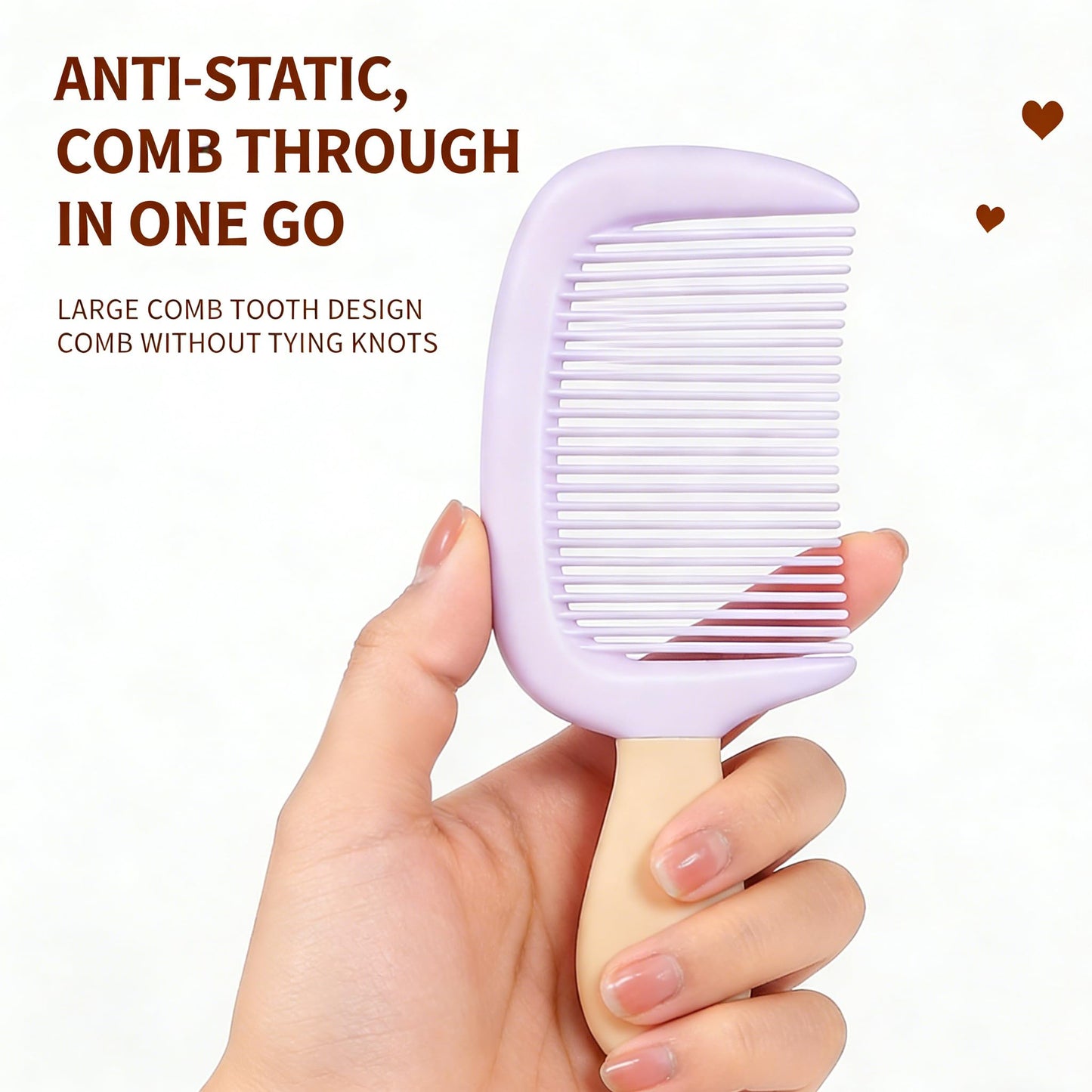 2PCS Wide Tooth Detangling Comb, Shower Comb for Wet and Dry Curly Hair, Purple and Pink Combs for Women and Men