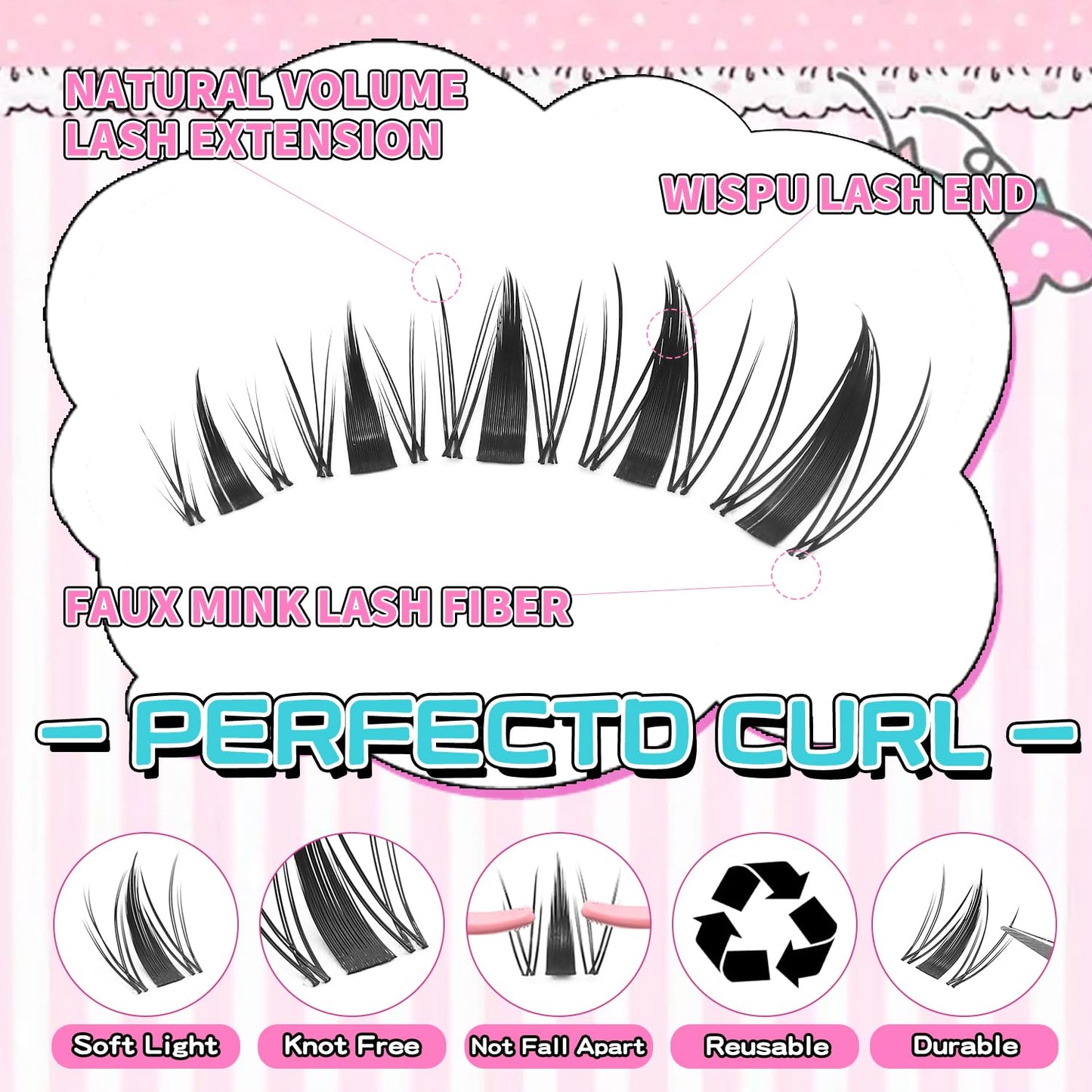 UIYPL Lash Clusters Kit-Cluster Eyelash Extensions. Eyelash Extension Kit. Volume Lash Clusters. Pro Lash. False Eyelashes & Adhesivesc. (Aesthetic‌ kit 150pcs)