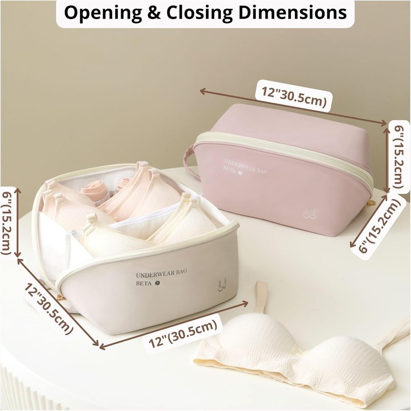 Travel Underwear Organizer Bag - Large Capacity Packing Cube for Bras, Panties & Socks | XL Pink