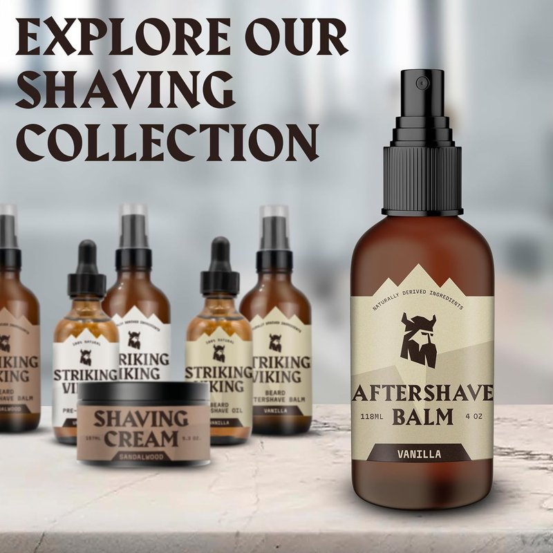 Striking Viking Shaving Cream - 5.3 Fl Oz, Pack of 1, Vanilla - Sensitive Skin Protection During Shave - Vanilla Shaving Cream Lather - Use with Shaving Brush