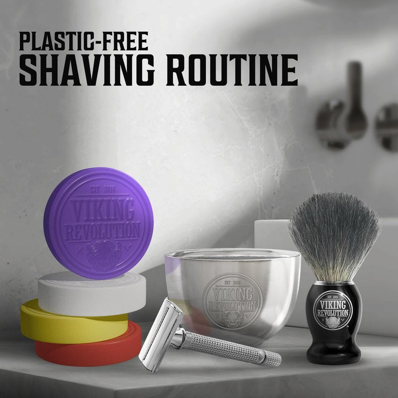 Viking Revolution Shaving Soap for Men - Shave Soap for Use with Shaving Brush and Bowl for Smoothest Wet Shave, Shaving Soap Puck - 4 Pack Variety, Each Pack 2.5oz
