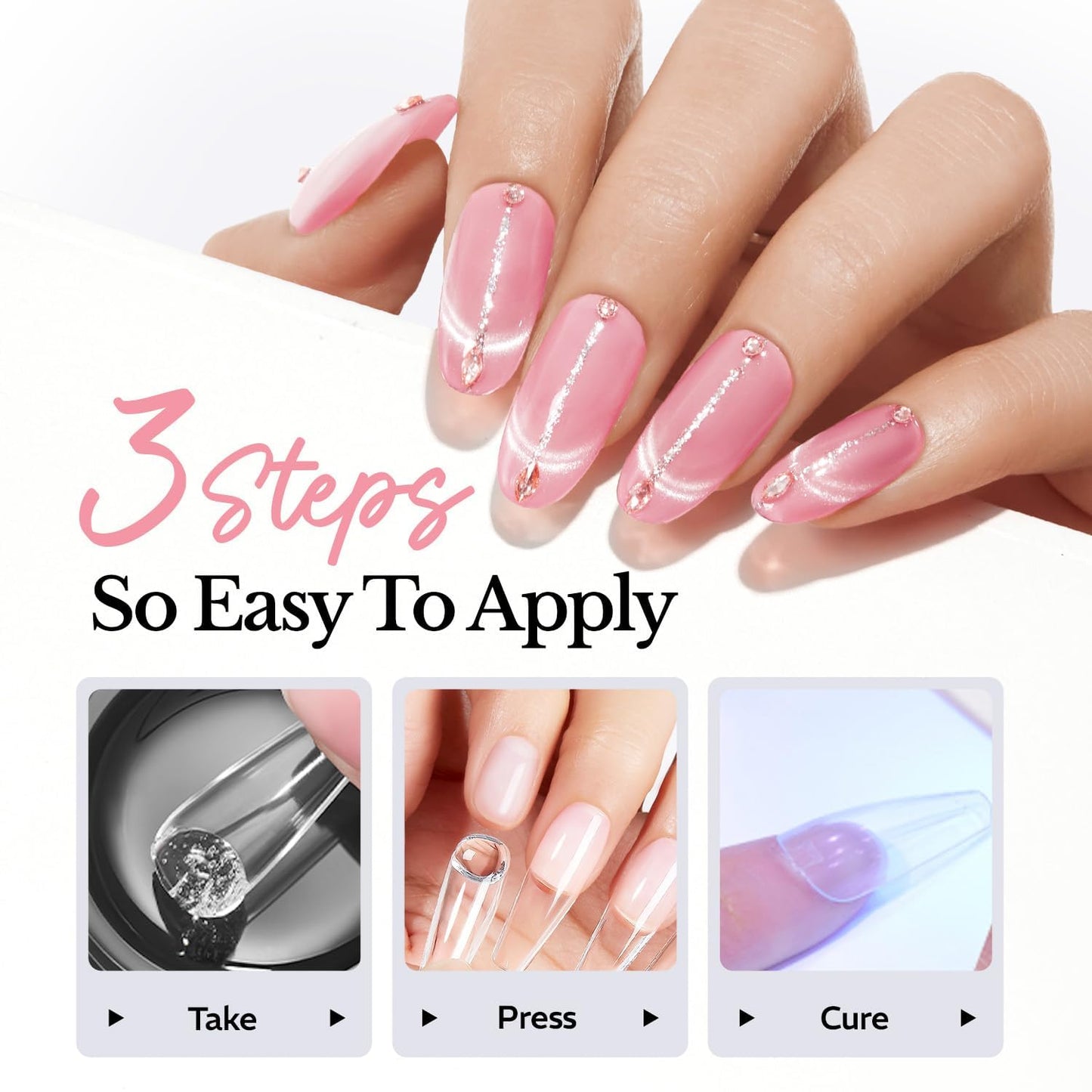 Solid Nail Glue Gel - 30g Clear Hard Gel for Acrylic Nails | Super Strong UV Cured for DIY Nail Art