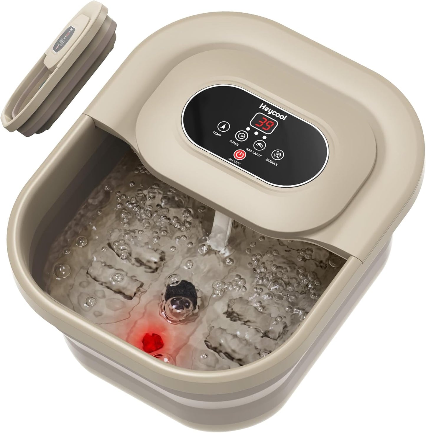 Heycool Collapsible Foot Spa - Bubble Bath Massager with 8 Rollers | Relaxation & Stress Relief