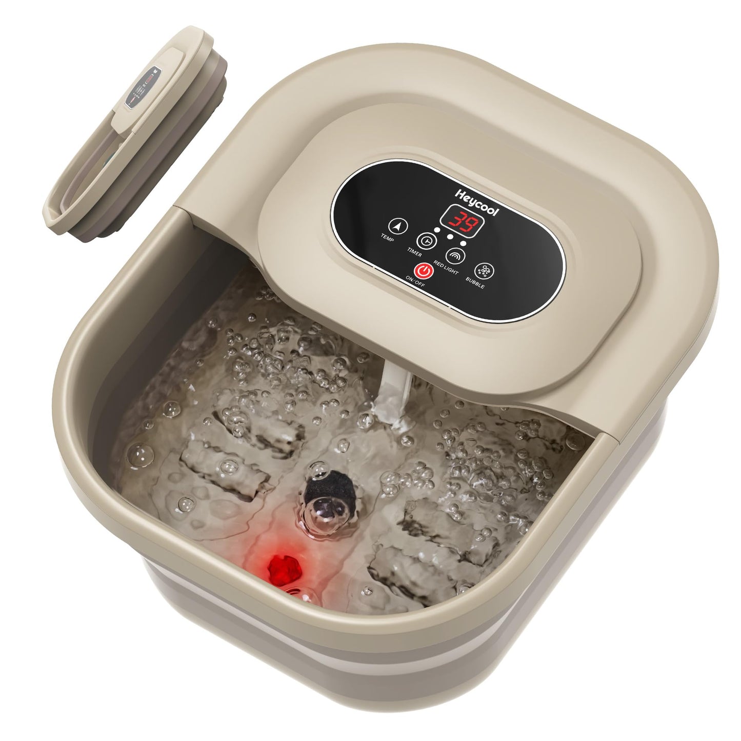 Heycool Collapsible Foot Spa, Bubble, Foot Spa Bath Massager with 8 Massage Rollers, Pumice Stone, Pedicure Foot Bath for Relaxation,Stress Relief
