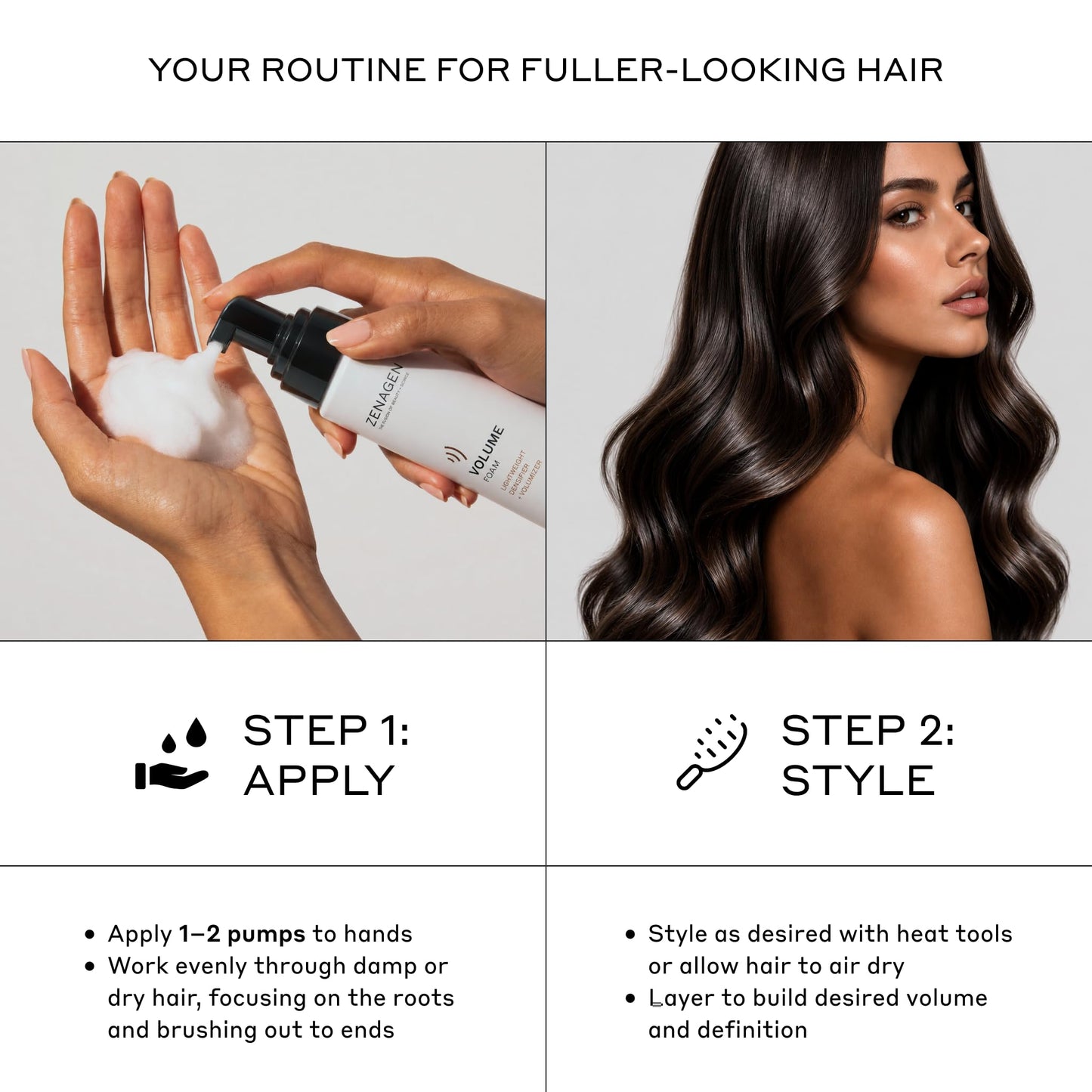 Zenagen Volume Foam | Boosts Volume, Lightweight Hold 7 Fl Oz