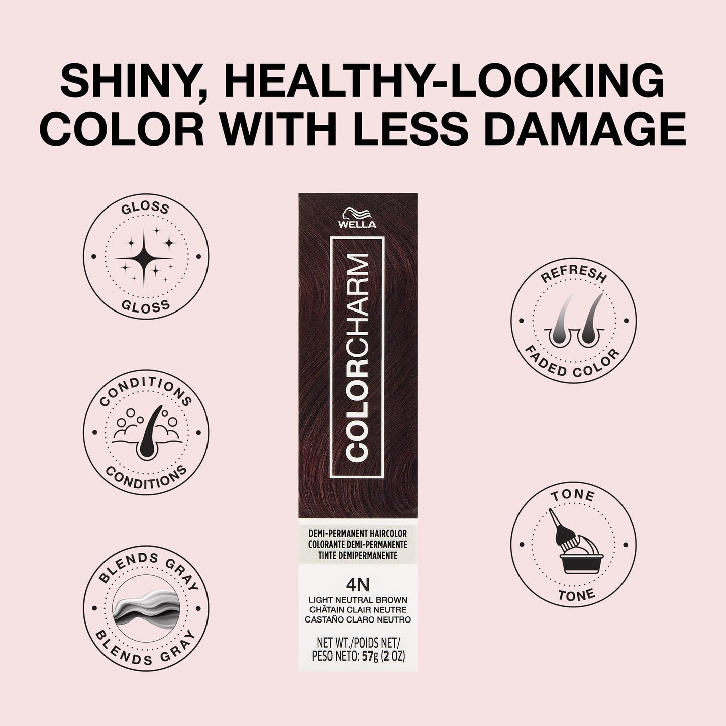 COLORCHARM Demi Permanent Hair Color | 4N Light Neutral Brown | Gloss, Refresh & Tone | 2 Fl Oz