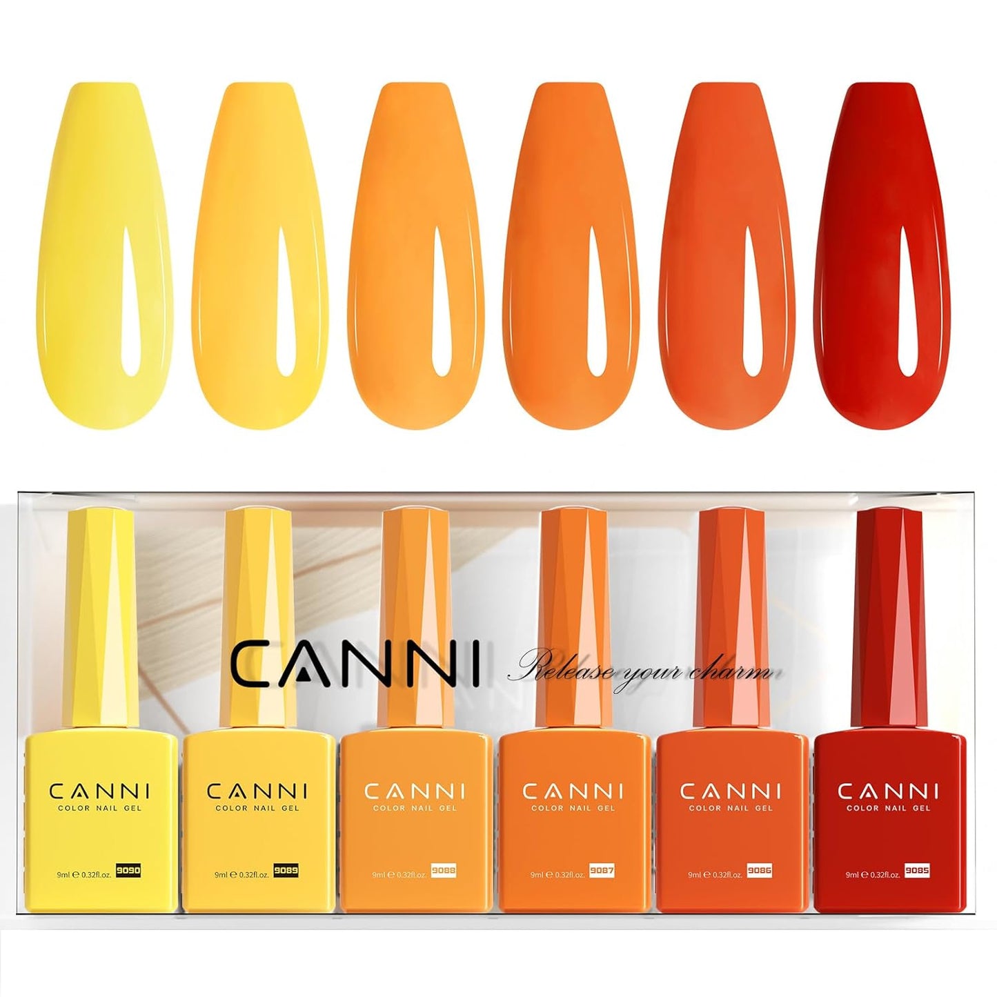 CANNI Gel Nail Polish Set - 6 Pcs 9ml Glitter & Solid Colors | Christmas & New Year's DIY Kit for Home Use