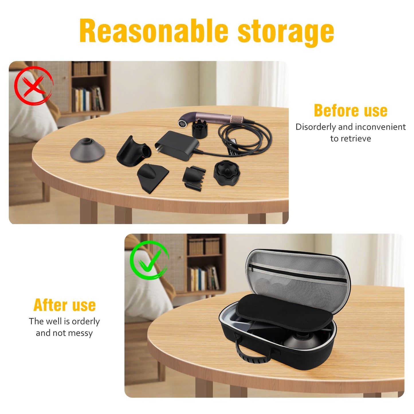 XINGFUDAO Carrying Case Compatible with Dyson Supersonic Nural and Supersonic R, Hard Travel Case for Hair Dryer, Black